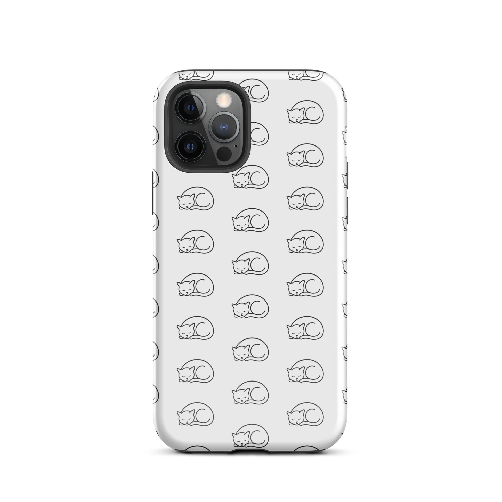 Phone Case for iPhone featuring curled-up cat pattern, perfect for feline lovers and device protection.
