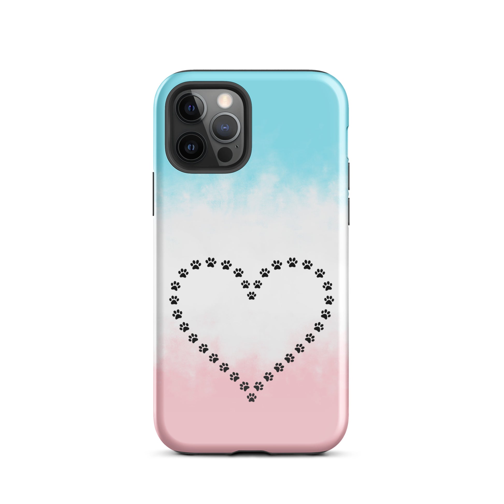 Phone Case for iPhone with cute heart design made of paw prints, perfect for pet lovers who adore cats, dogs, kittens, or puppies.