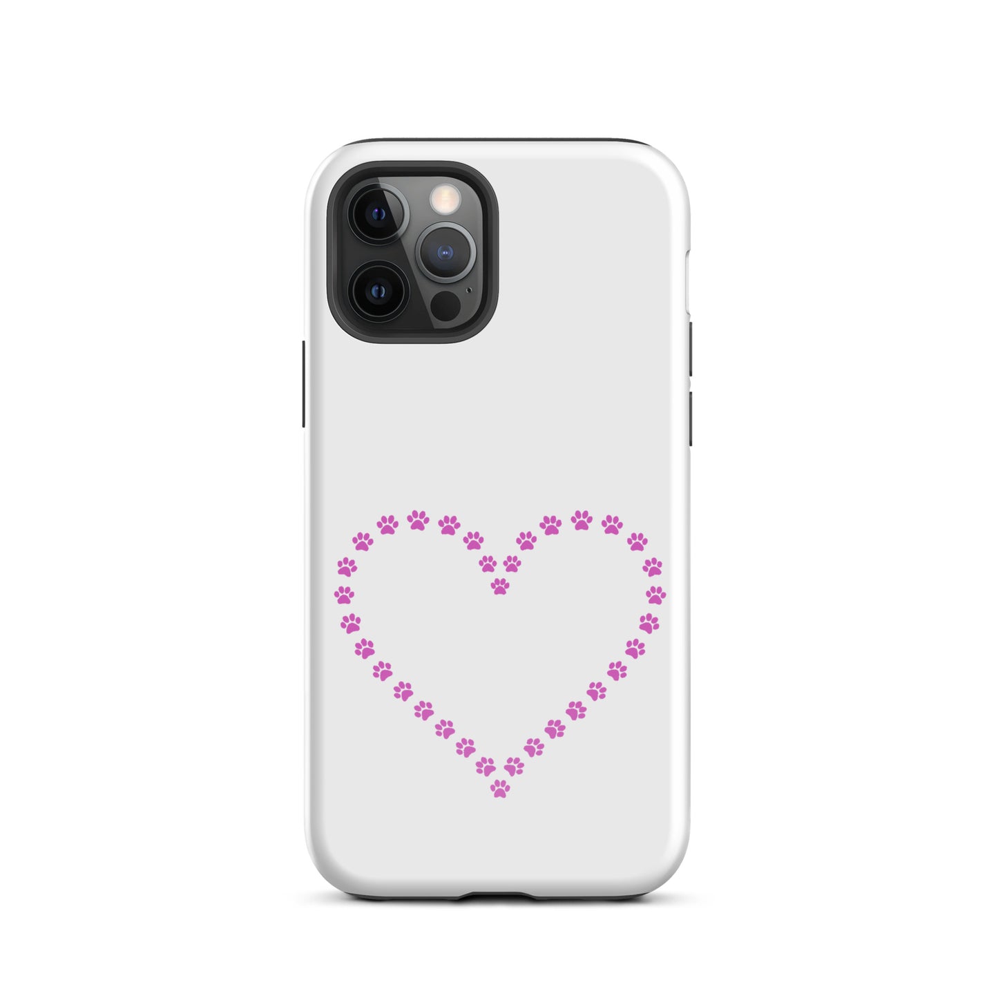 Phone Case with cute paw print heart design for iPhone, perfect for pet lovers seeking charm and protection.