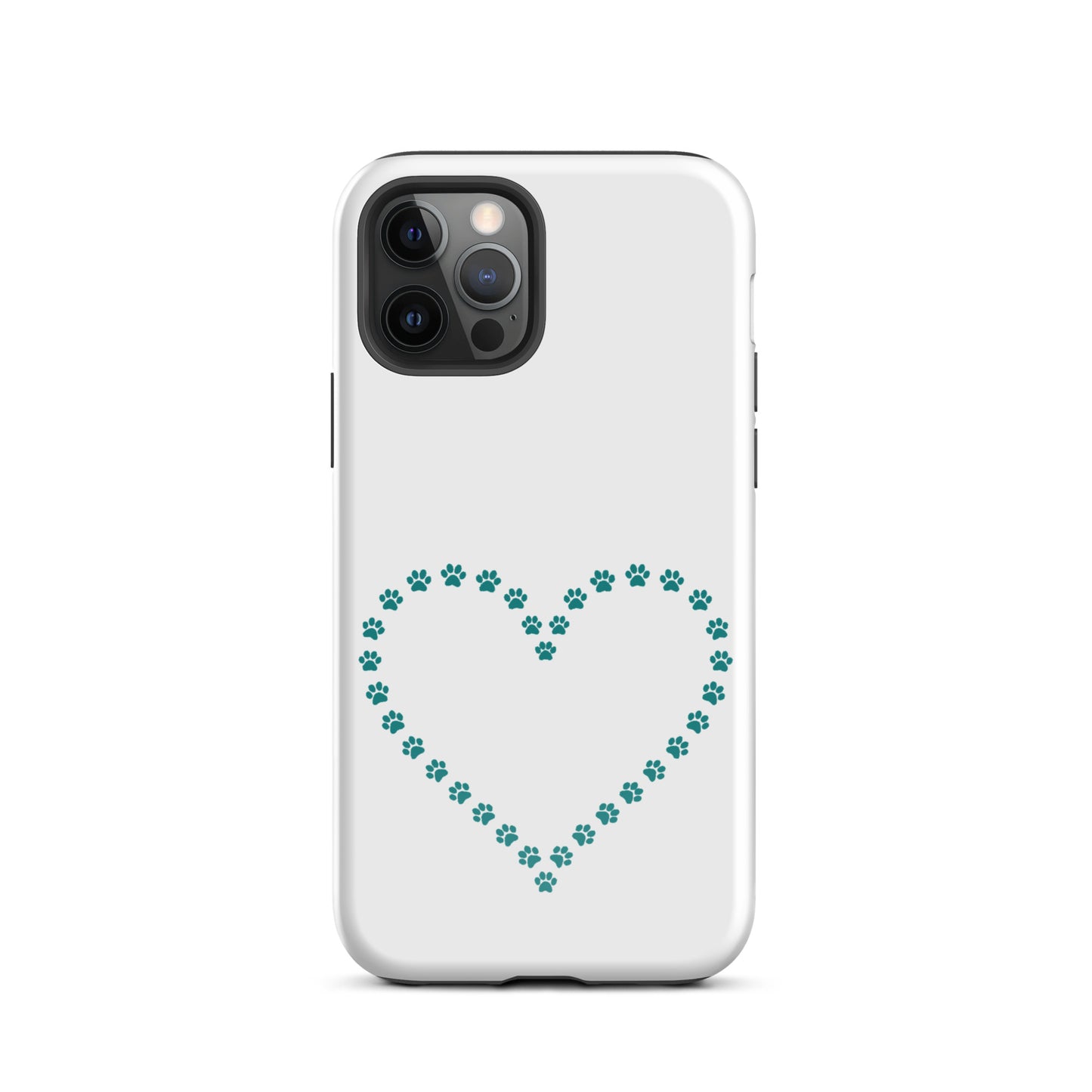 Phone Case with cute paw print heart design for pet lovers, ideal for cat and dog owners seeking durable protection with whimsical charm.