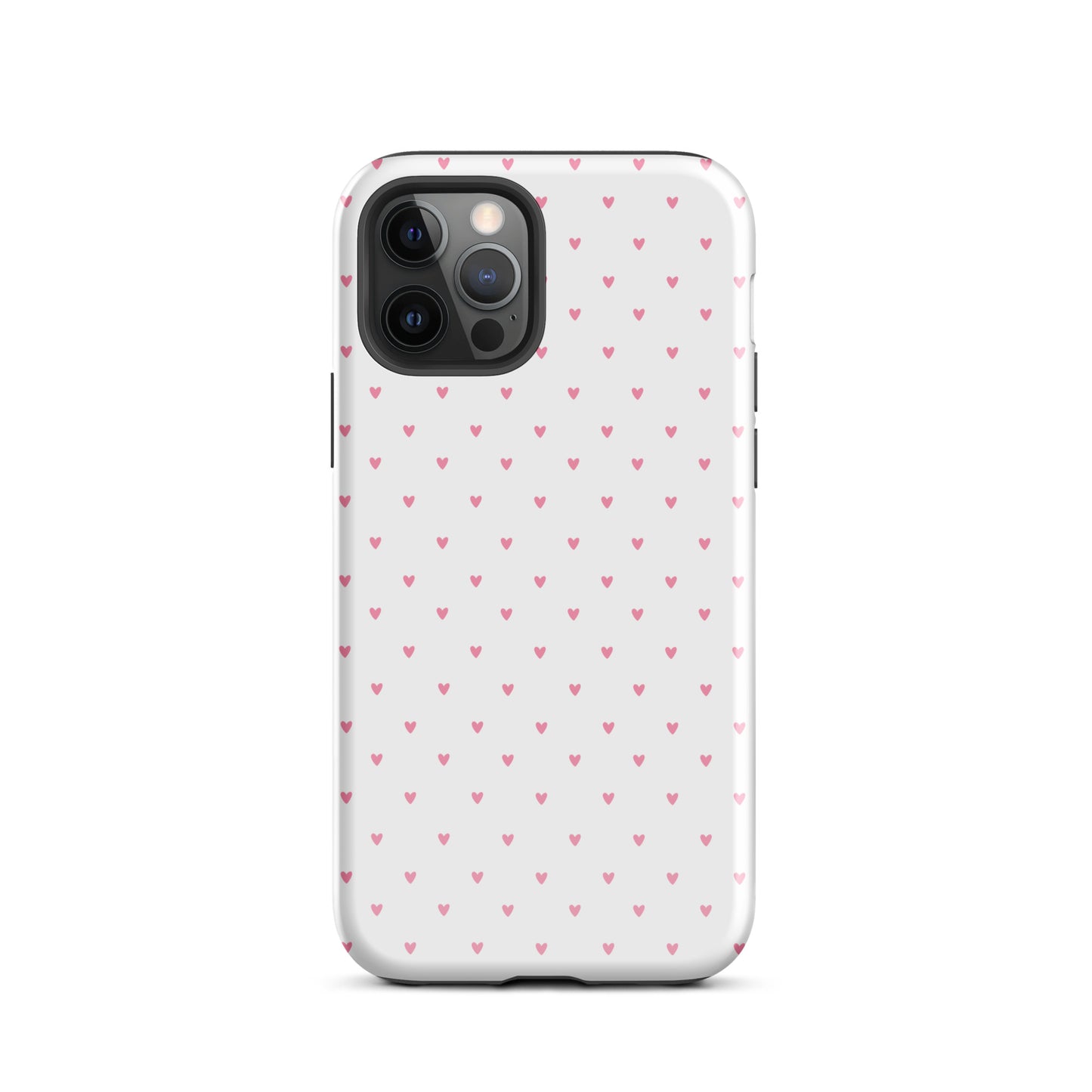 Phone Case for iPhone with Heart-Dot Pattern in playful polka-dot style, featuring tiny hearts on a bold background