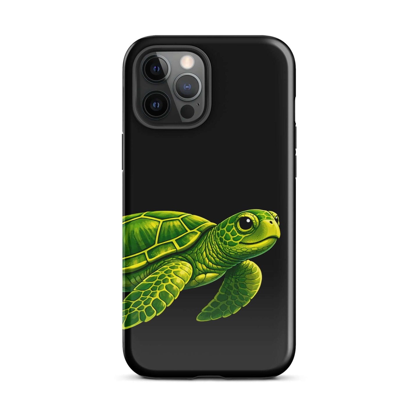 Phone Case featuring a vibrant sea turtle design on a deep black background for style and protection.