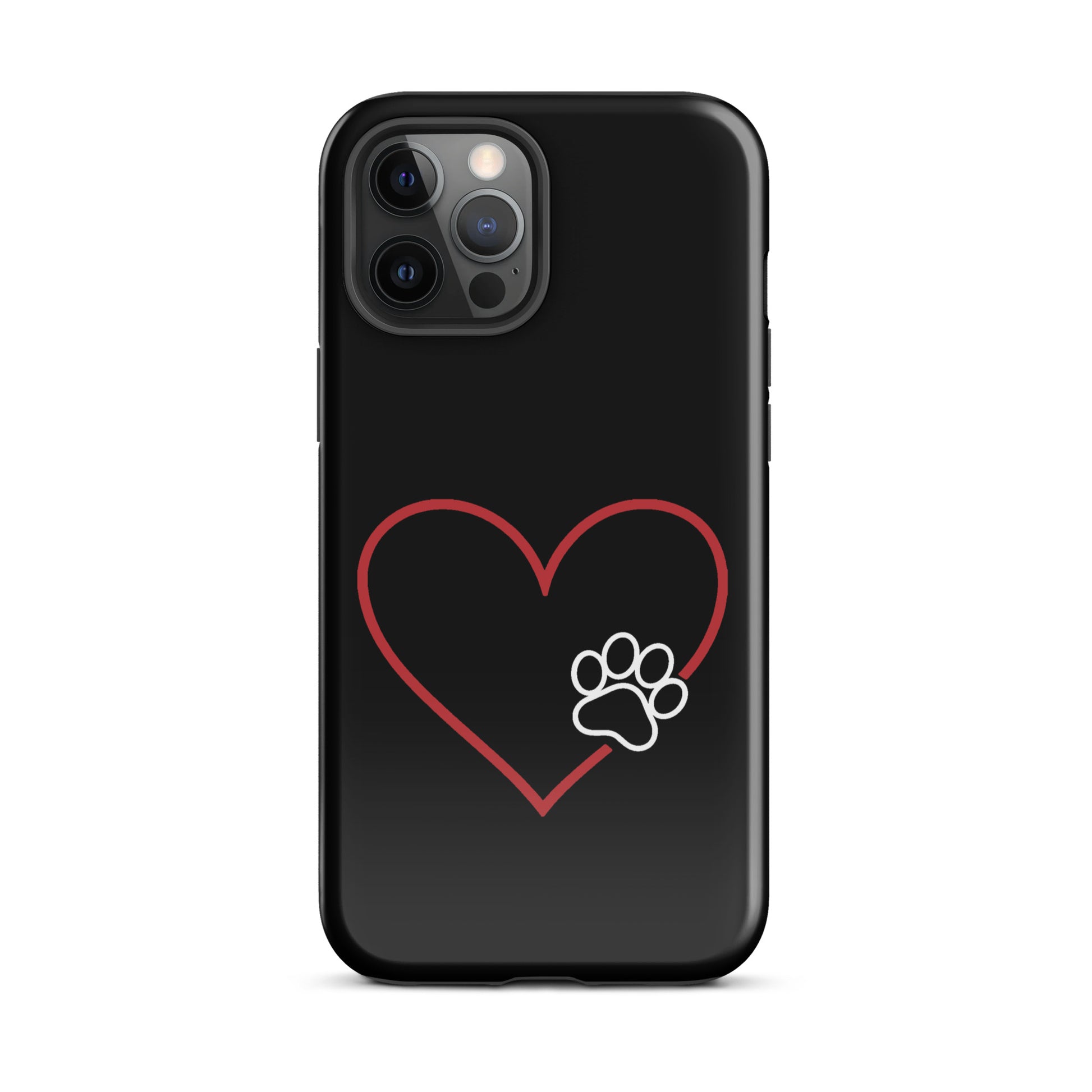 Phone Case with red heart and white paw print design for stylish pet lovers.