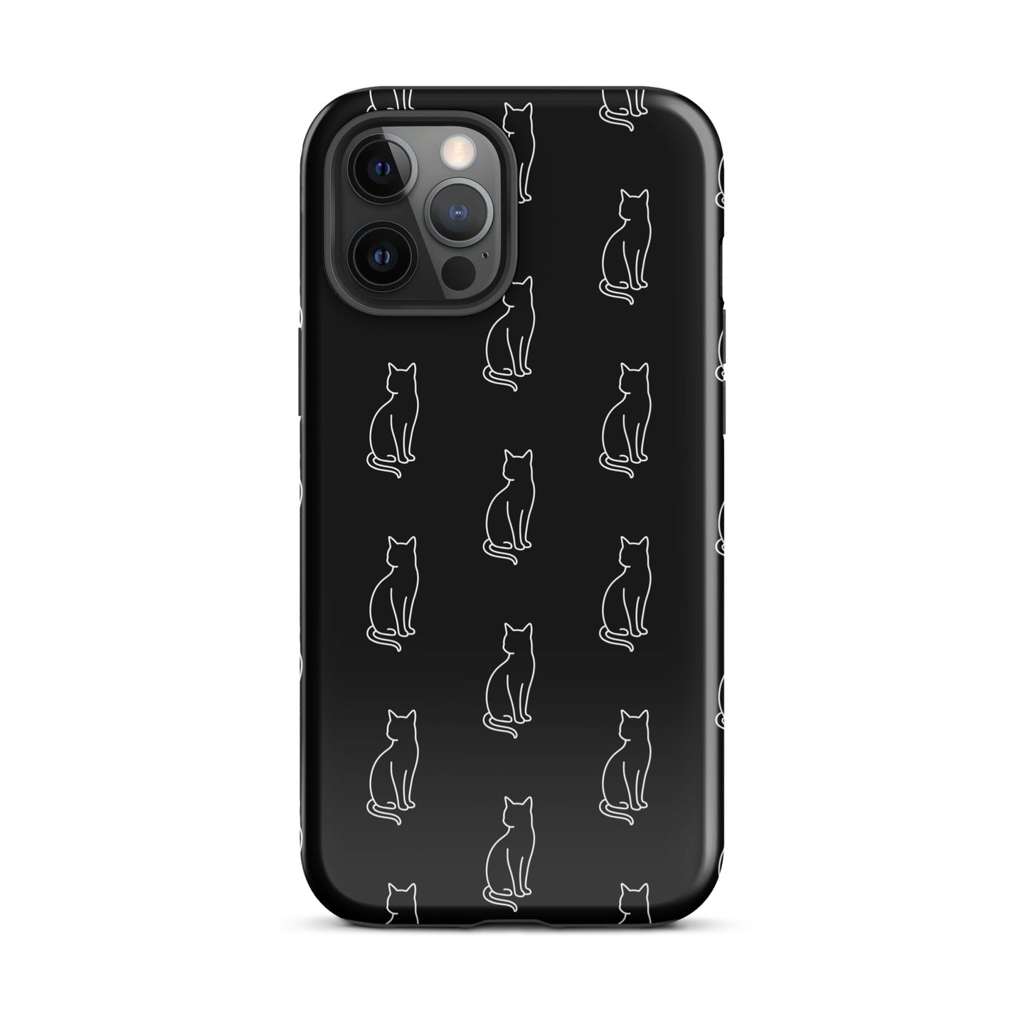 Phone Case with minimalist sitting cat pattern, designed for iPhone, showcasing feline charm and protection.