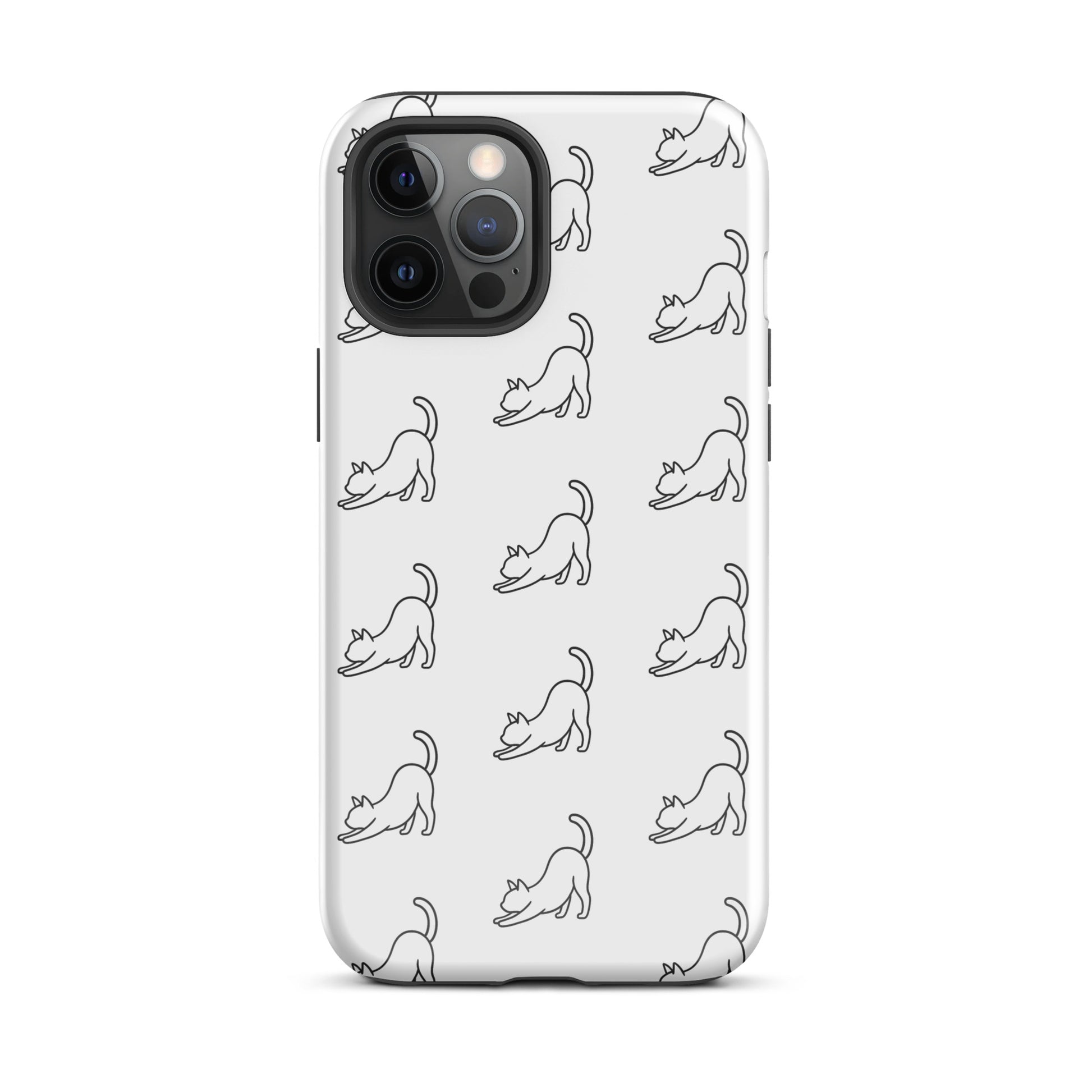 Phone Case with minimalist stretching cat pattern for iPhone offers playful design and protection, perfect for cat lovers.