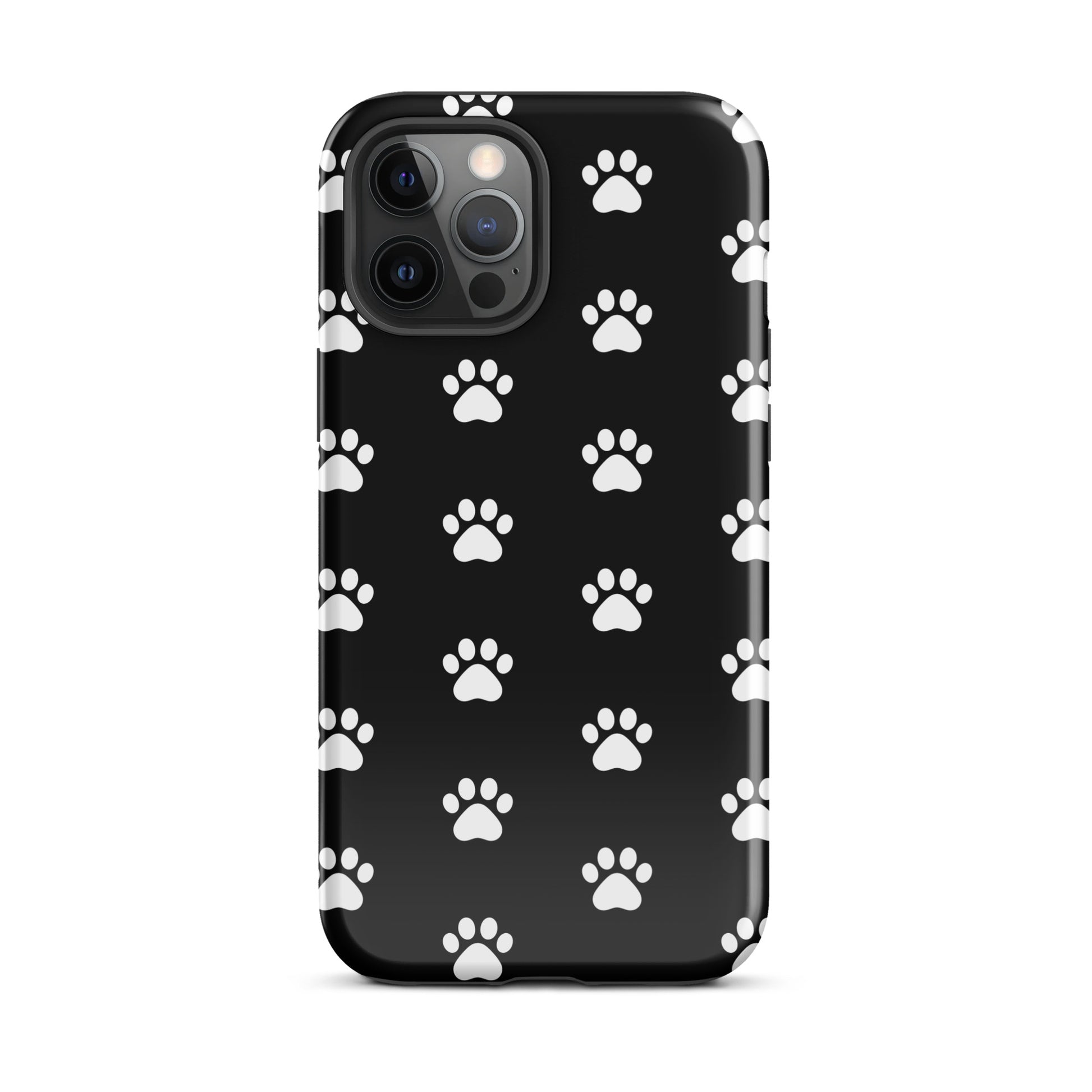 Phone Case with stylish paw print design for cat and dog lovers, featuring minimalist black and white full pattern.