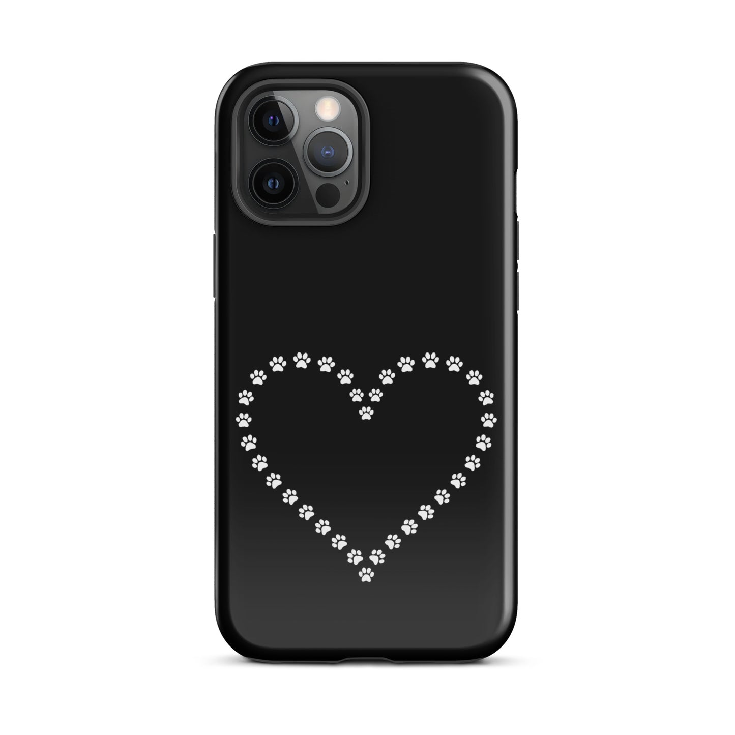 Phone Case for iPhone with cute paw print heart design for pet lovers, featuring durable protection for cat and dog enthusiasts.