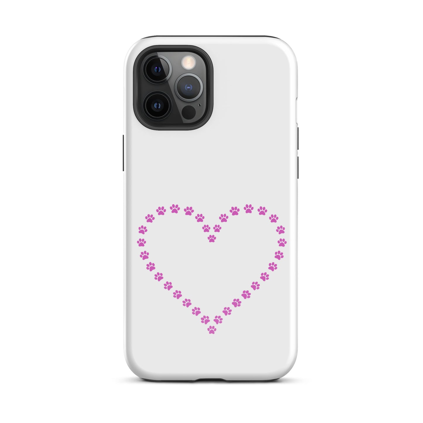 Phone Case for iPhone with pink paw print heart design for pet lovers