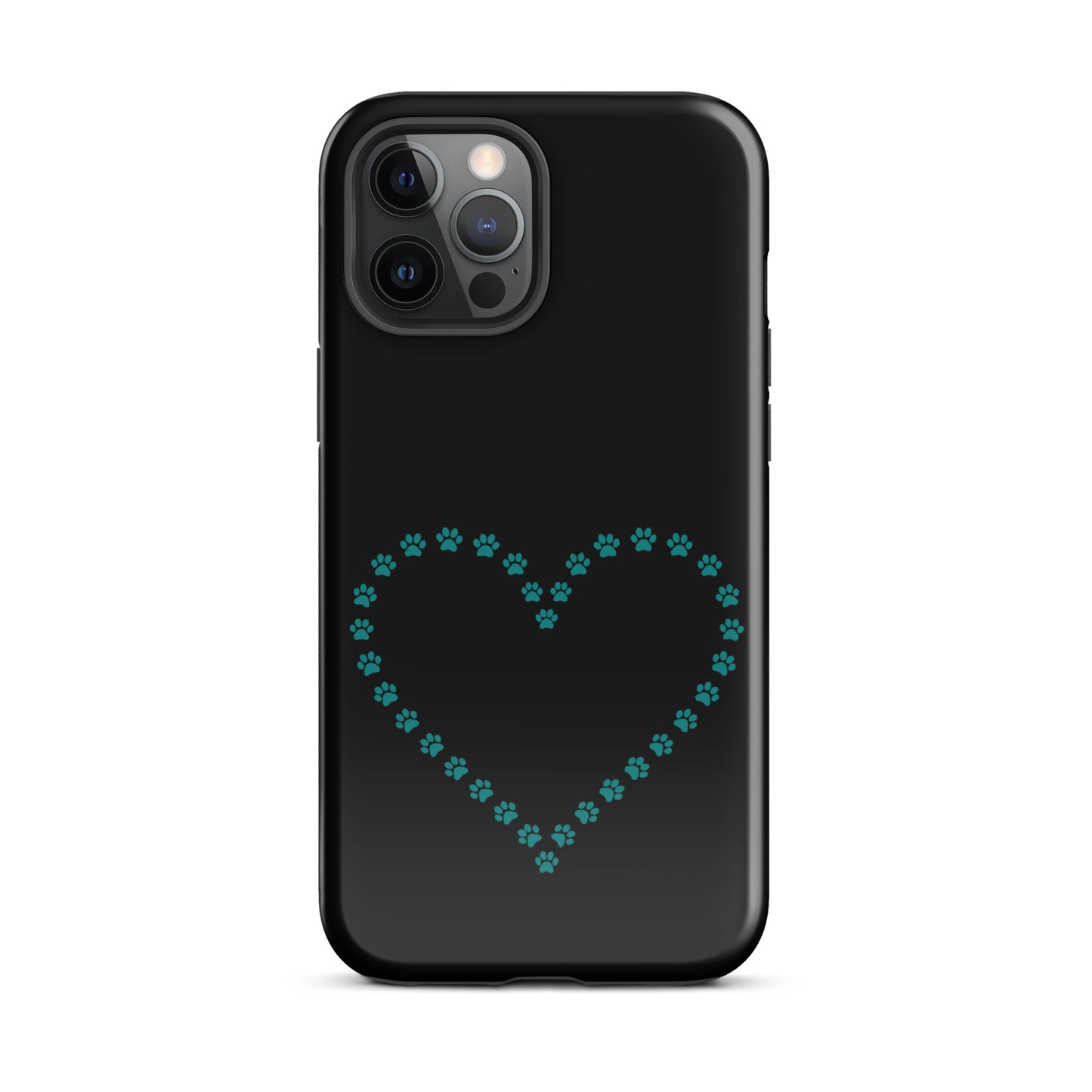 Phone Case for iPhone with cute paw print heart design for pet lovers, featuring a whimsical outline of paw prints on a protective case.