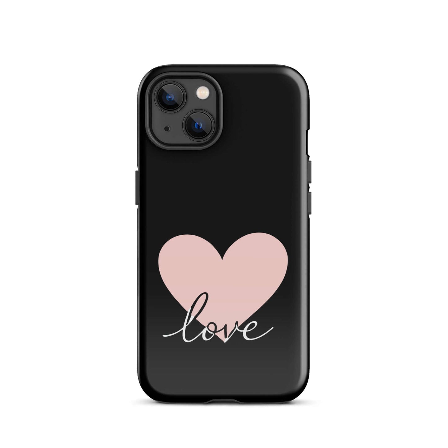 Phone Case featuring pink heart and script love design, blending style and protection for iPhone.