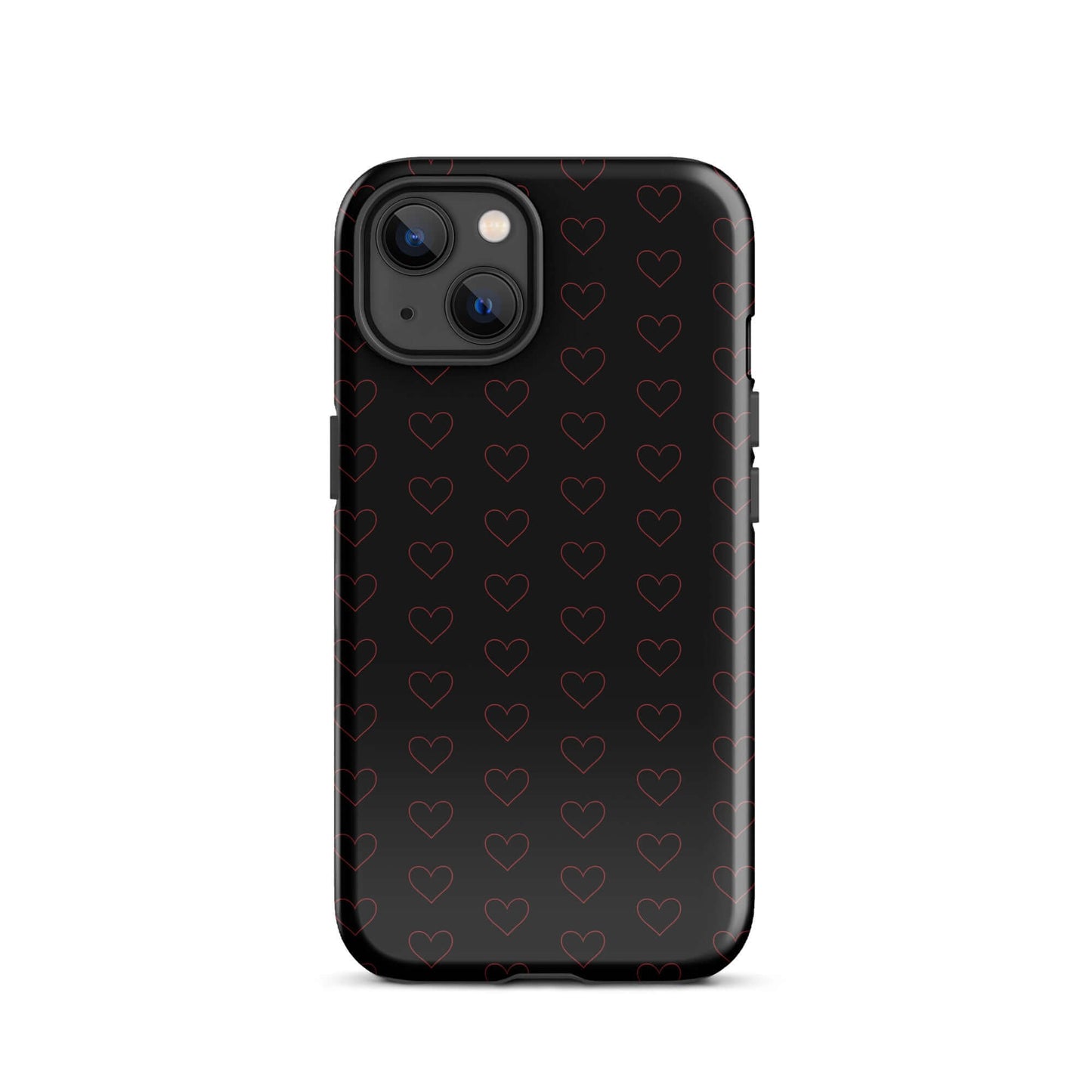 Phone Case for iPhone featuring a luxe crimson heart pattern on a sleek black background.