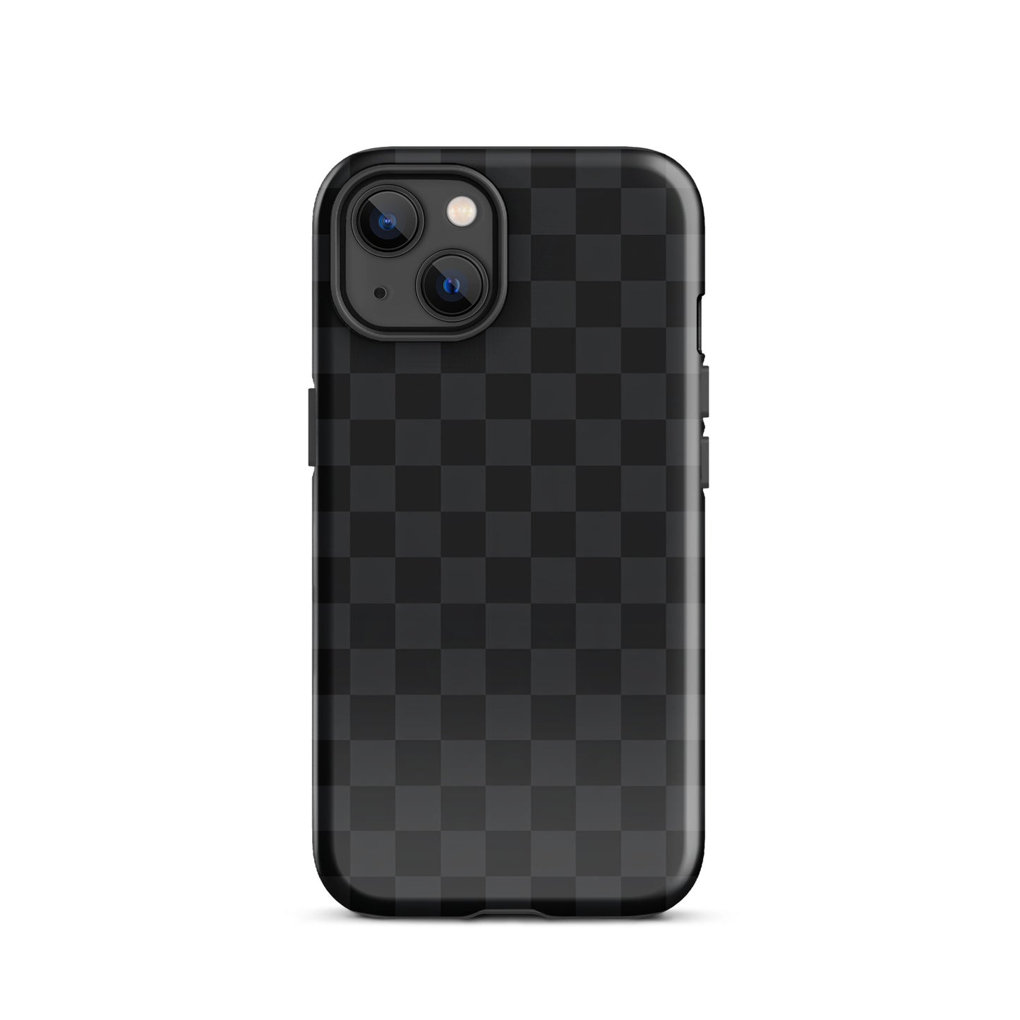 Phone Case for iPhone with black and charcoal checkered design – sleek and modern minimalist style for protection and sophistication.