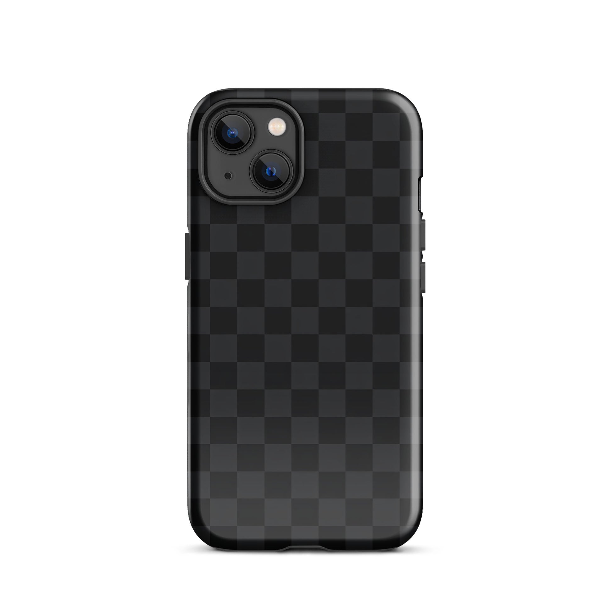 Phone Case for iPhone with black and charcoal checkered design – sleek and modern minimalist style for protection and sophistication.