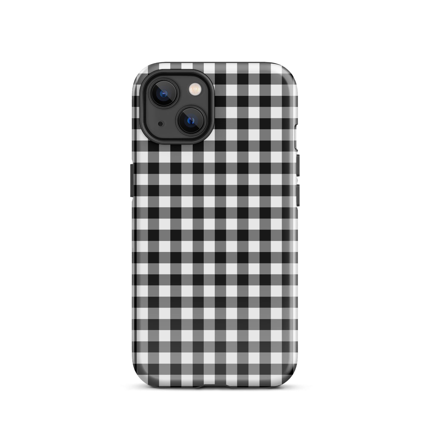 Phone Case for iPhone with black and white gingham pattern, stylish and durable design.