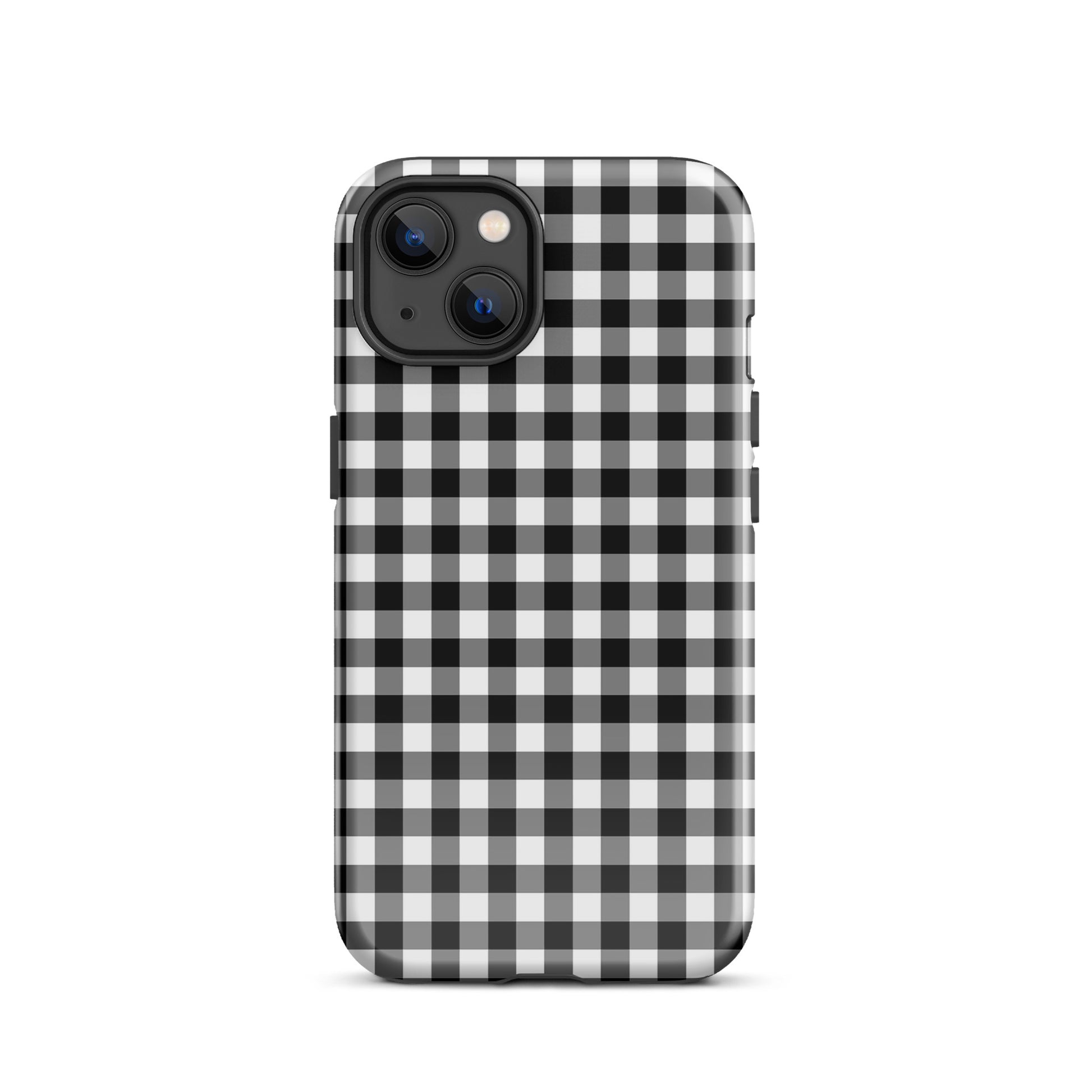Phone Case for iPhone with black and white gingham pattern, stylish and durable design.