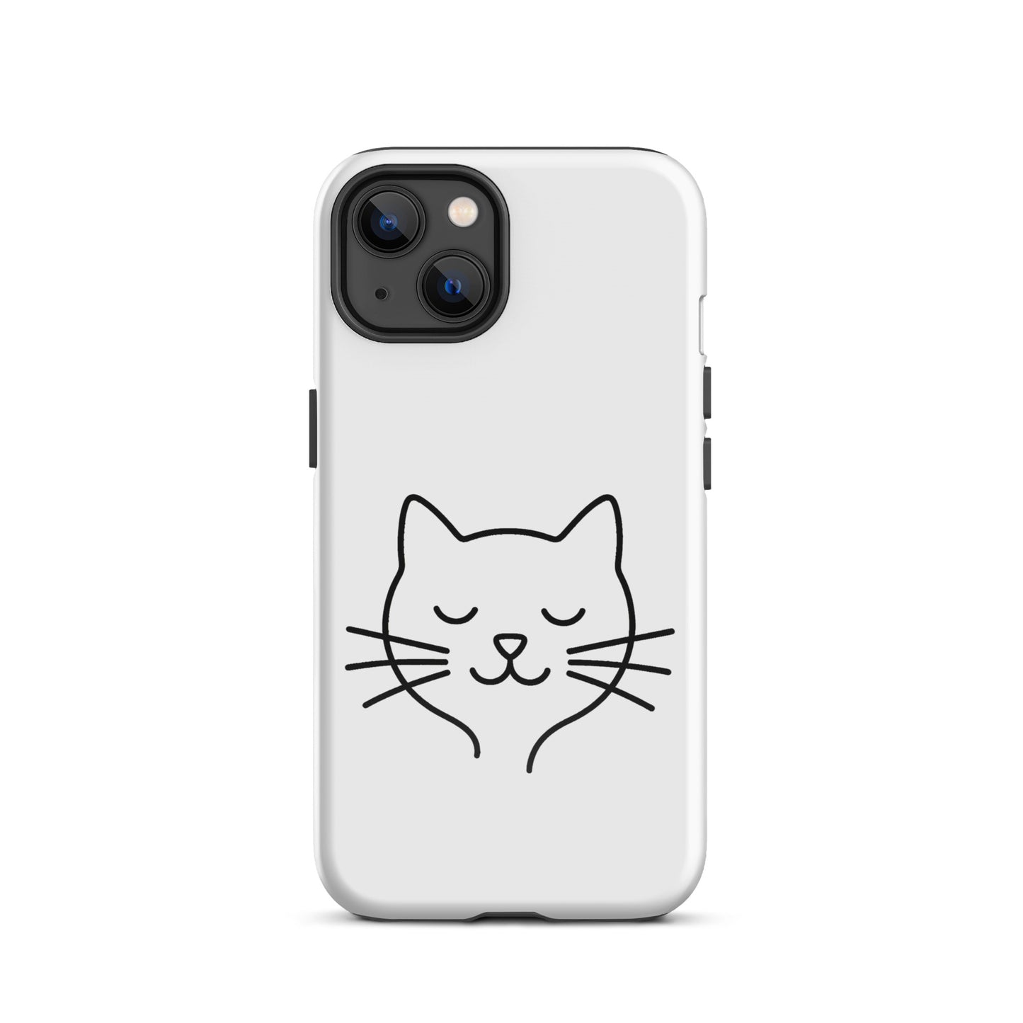 Phone Case for iPhone with minimalist cat line art design, featuring a cute cat face and whiskers, perfect for stylish protection.