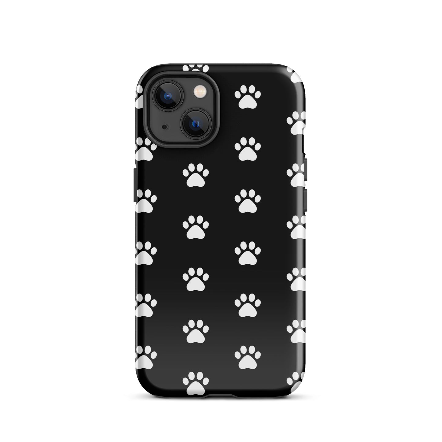 Phone Case with black and white paw print design for iPhone, ideal for pet lovers and featuring minimalist cat and dog paw icons.