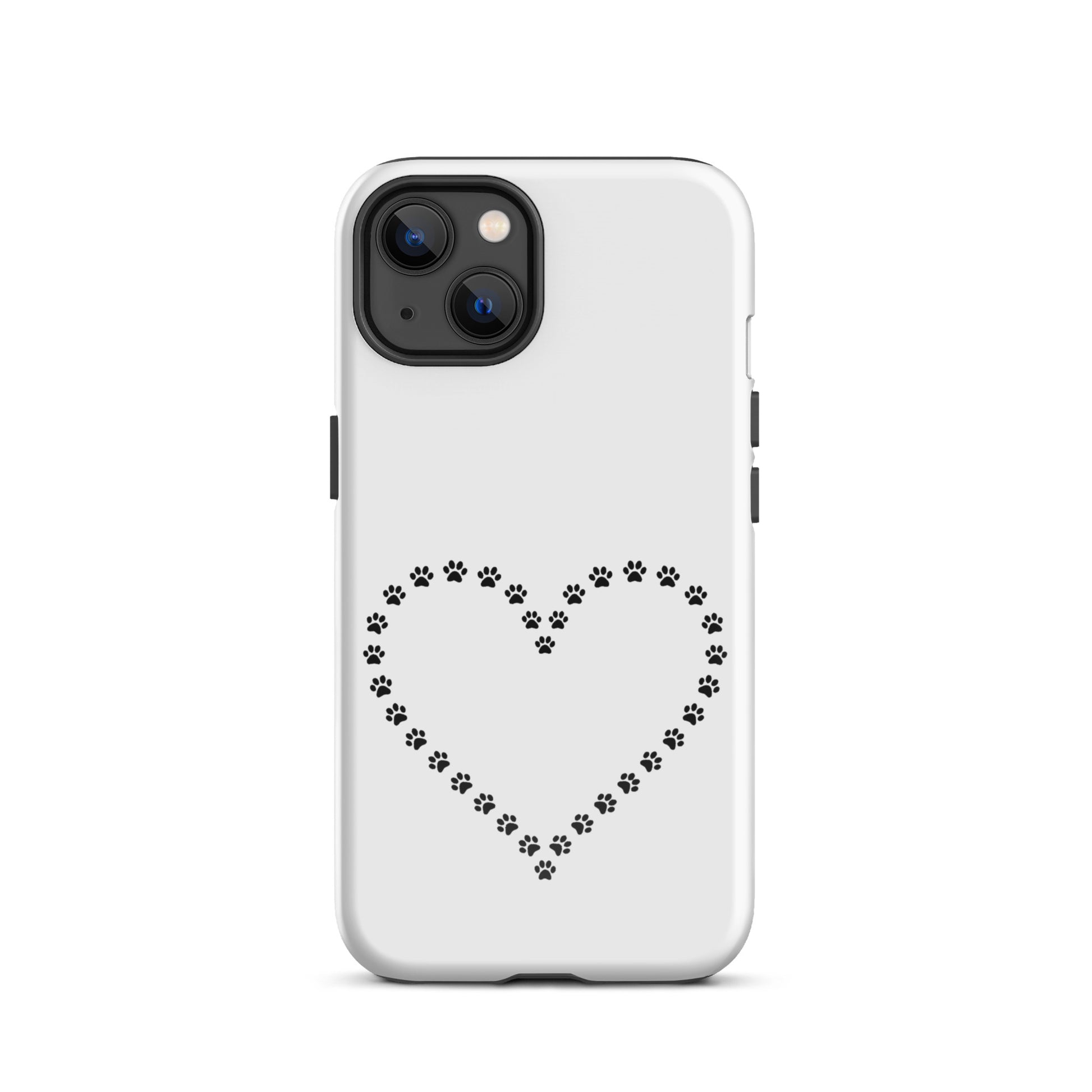 Phone Case for iPhone with cute paw print heart design for pet lovers.