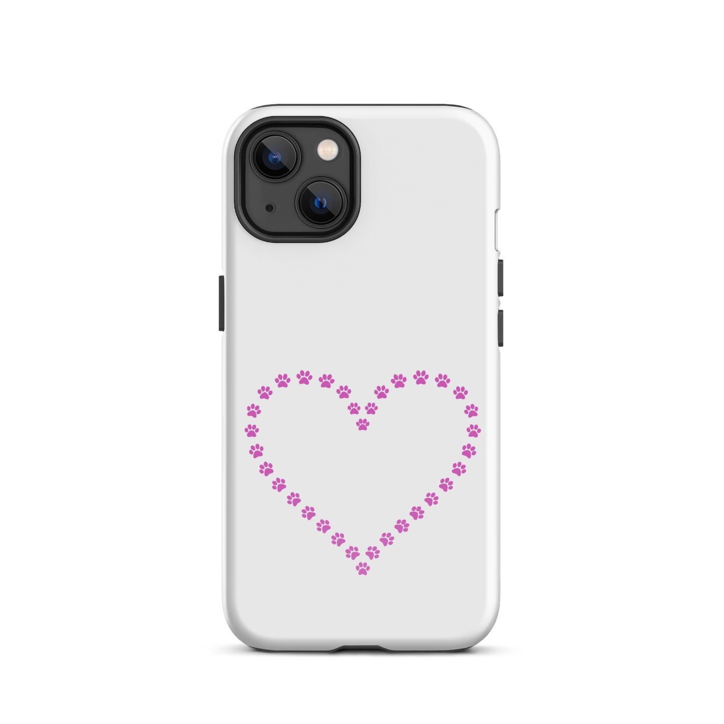 Phone Case for iPhone with cute paw print heart design for pet lovers, featuring whimsical pattern, offering style and protection.
