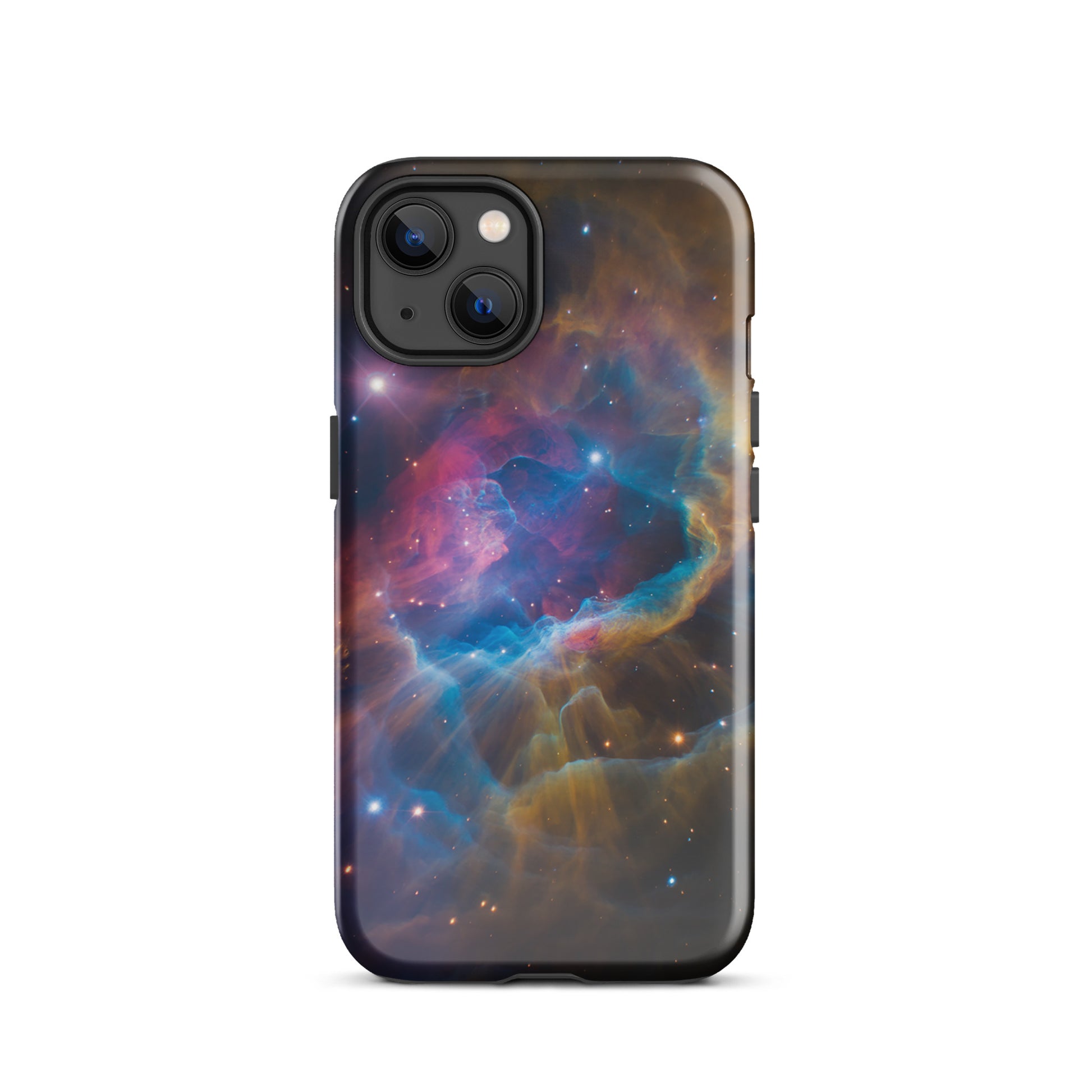 Phone Case for iPhone - Nebula Cosmic Dreamscape starbursts with vibrant blues, oranges, and pinks.