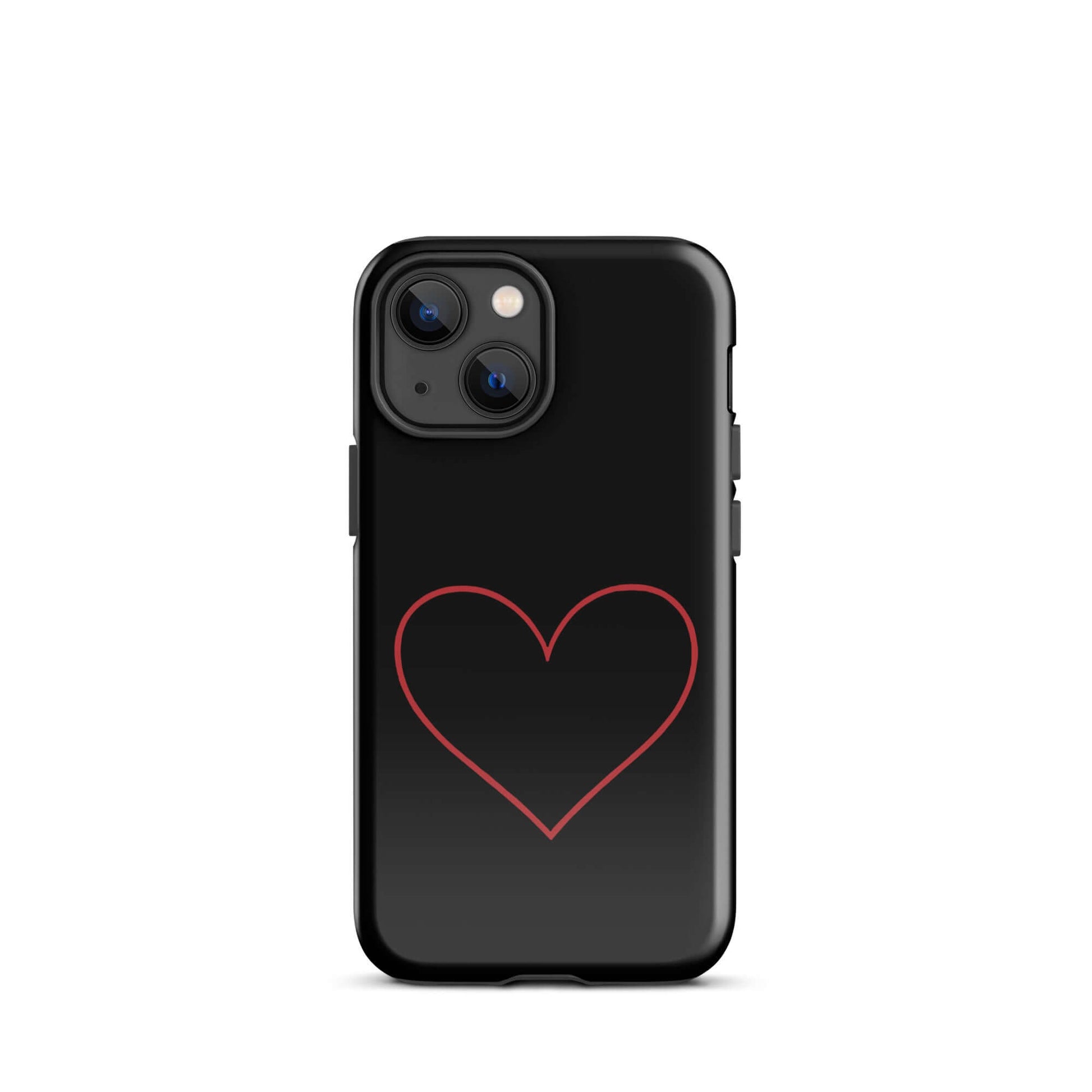 Phone Case for iPhone featuring a minimalist crimson heart design on a sleek black background.