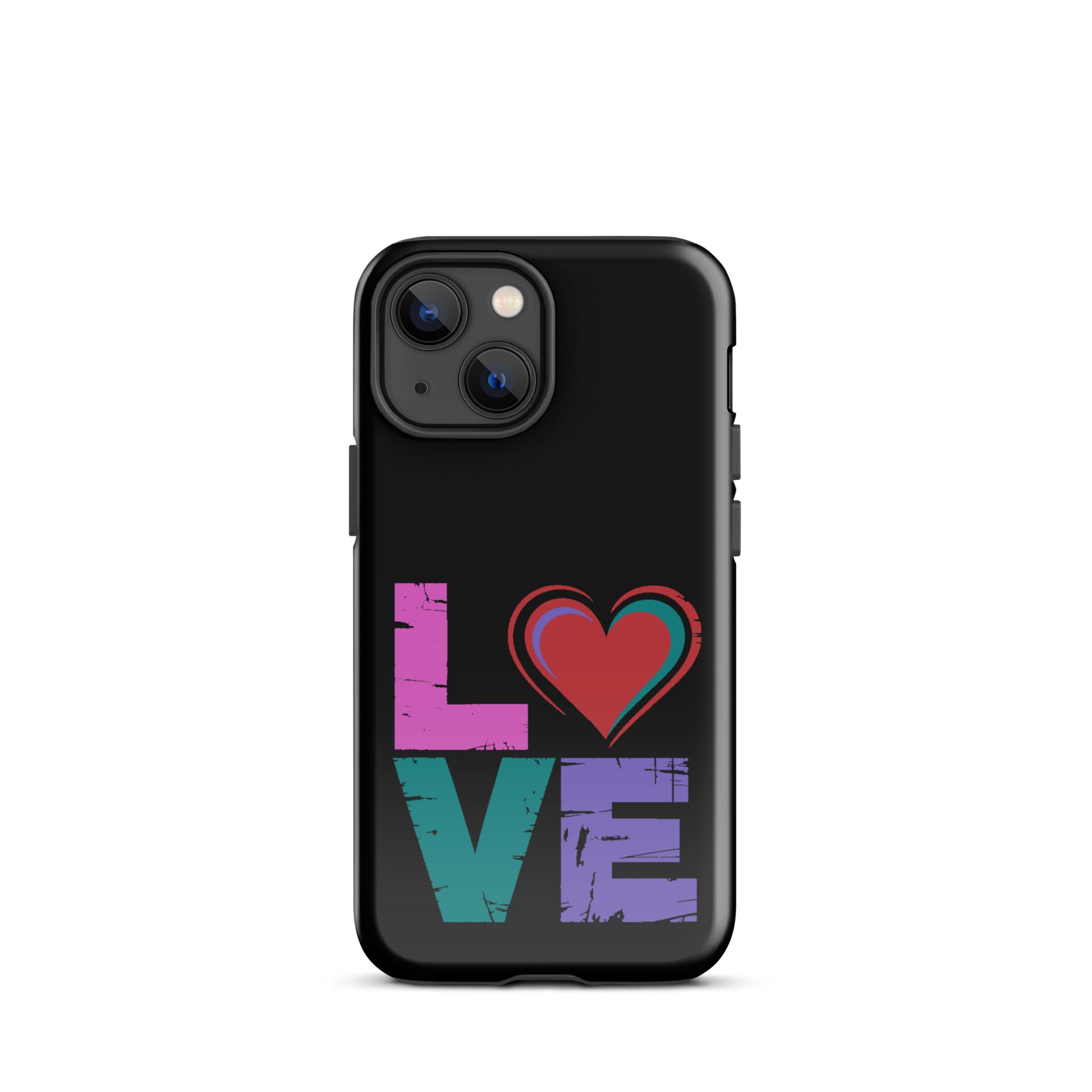 Love Dual Layer Tough Case for iPhones with heart design, stylish protection for your device.