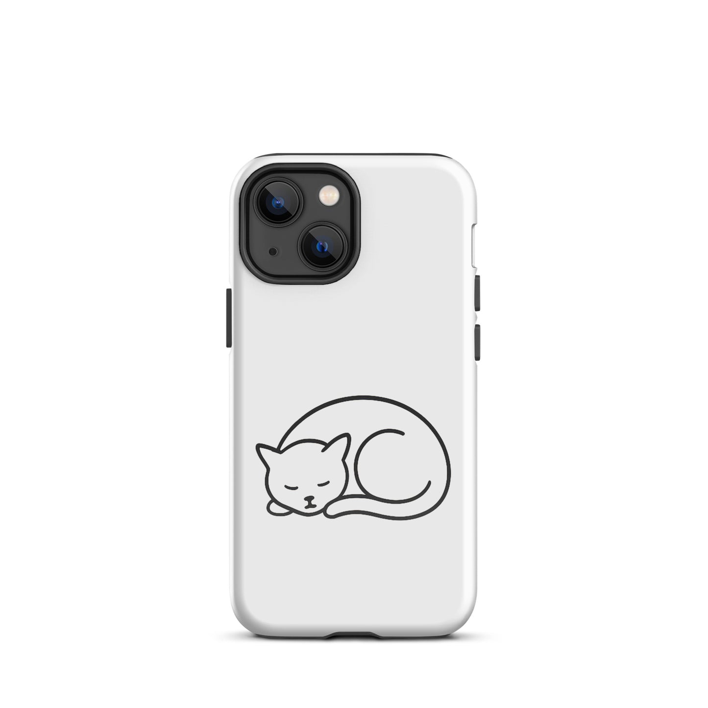 phone case for iPhone featuring minimalist curled-up cat design with dual-layer protection, perfect for cat lovers