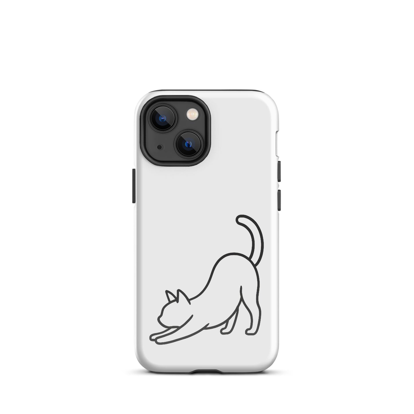 Phone Case for iPhone featuring minimalist cat design in stretch, combines sleek aesthetics with protection.