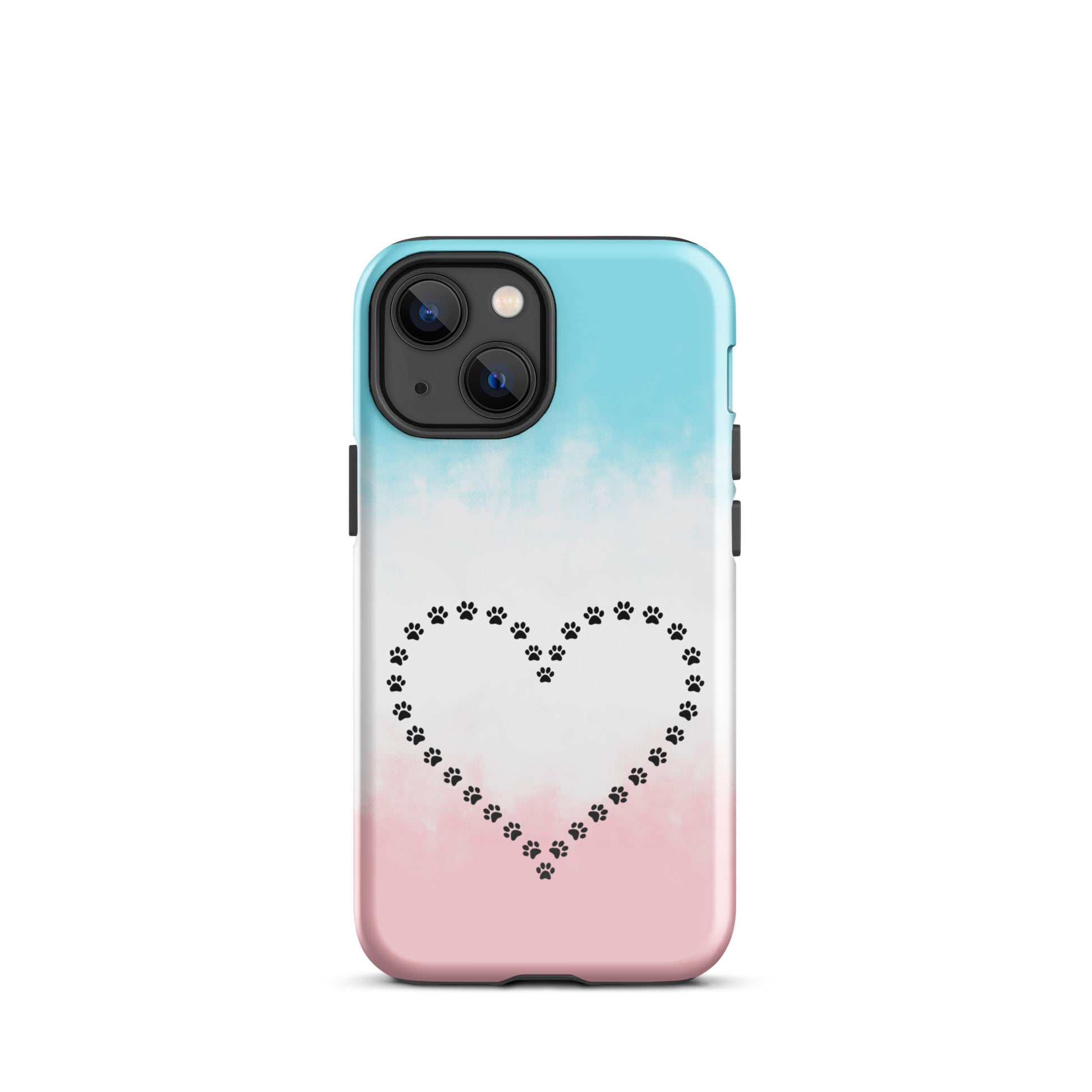 Phone Case with cute paw print heart design for pet lovers, ideal for iPhone users who adore cats and dogs.