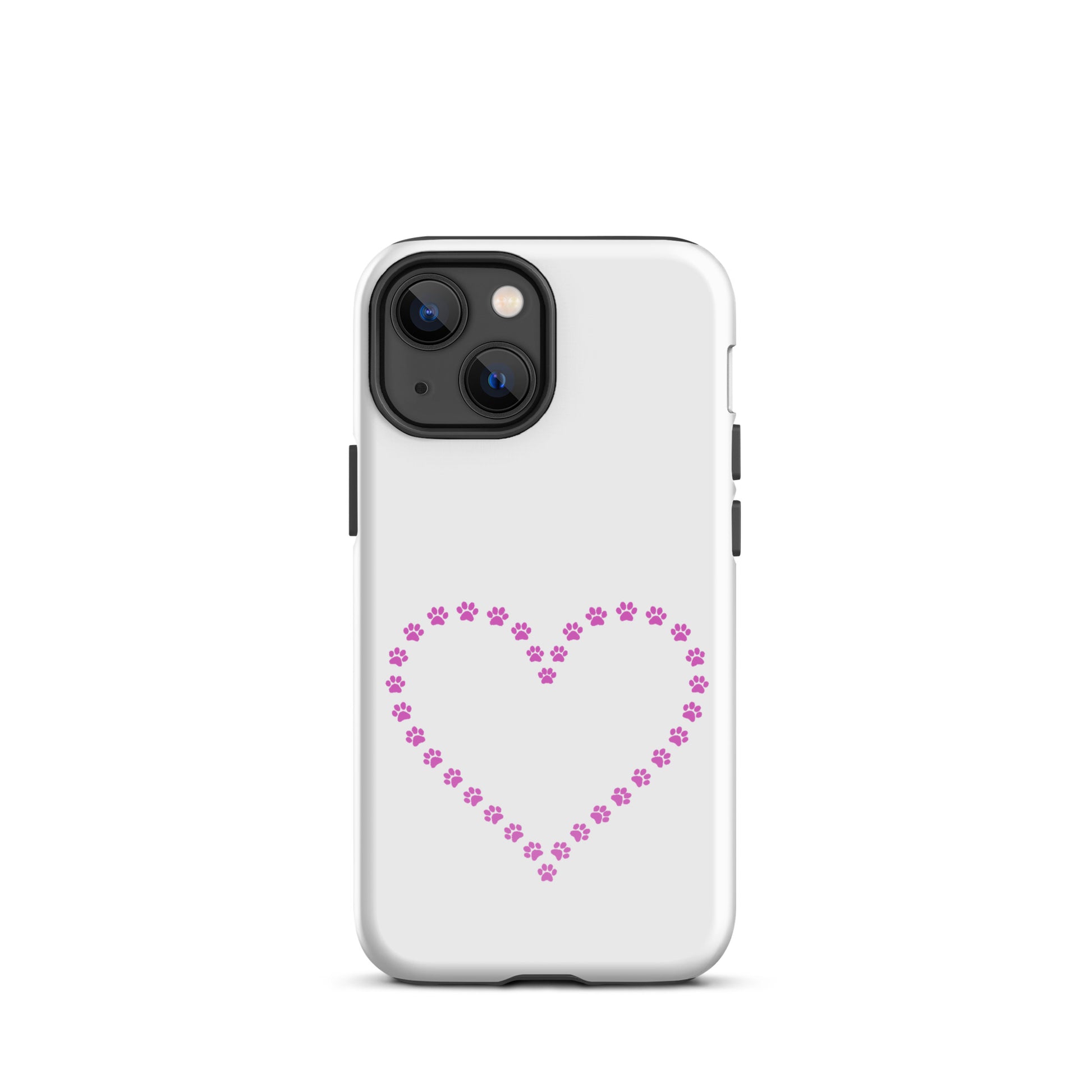 Phone Case for iPhone with cute heart made of paw prints design for pet lovers.