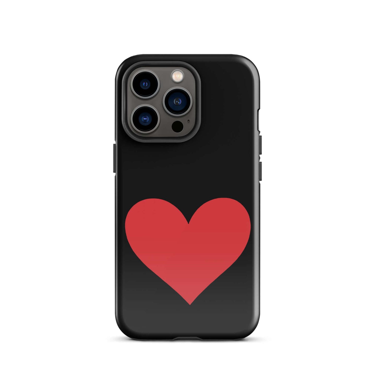 Phone Case for iPhone with bold red heart design on black background.