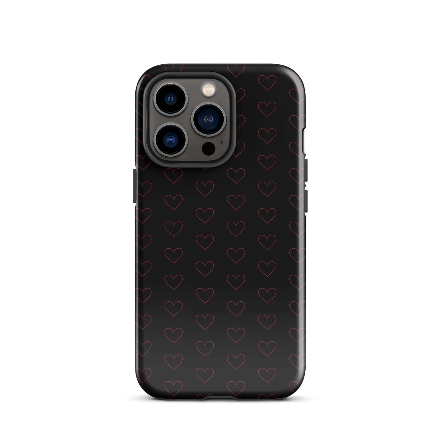 Phone Case for iPhone featuring a stylish crimson heart pattern on a sleek black background.
