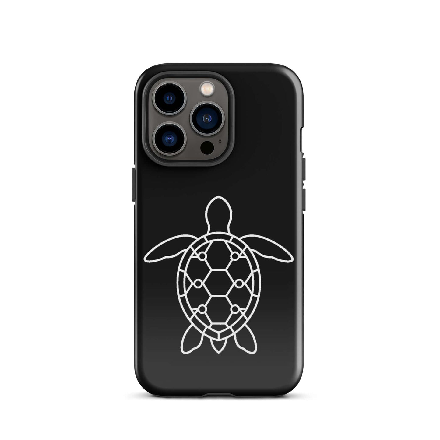 Phone case featuring a minimalist sea turtle silhouette with a geometric pattern, ideal for ocean lovers.