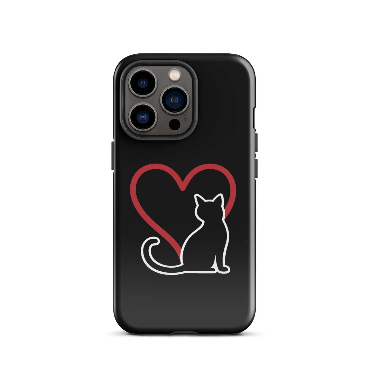 Phone Case featuring a minimalist white cat and red heart design for cat lovers.