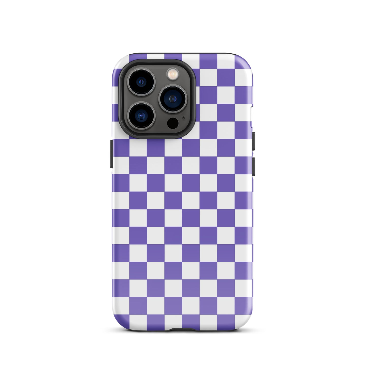 Purple and white checkered Phone Case for iPhone, stylish and playful design adding personality to your device.