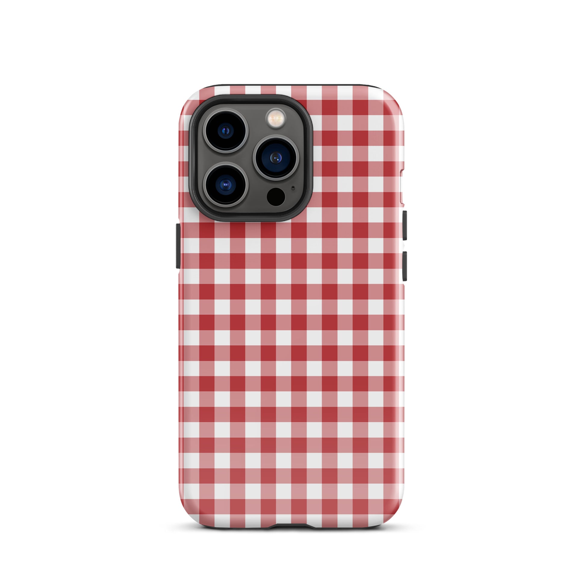 Phone Case with classic red-and-white gingham pattern, designed for iPhone, offering stylish charm and protection.