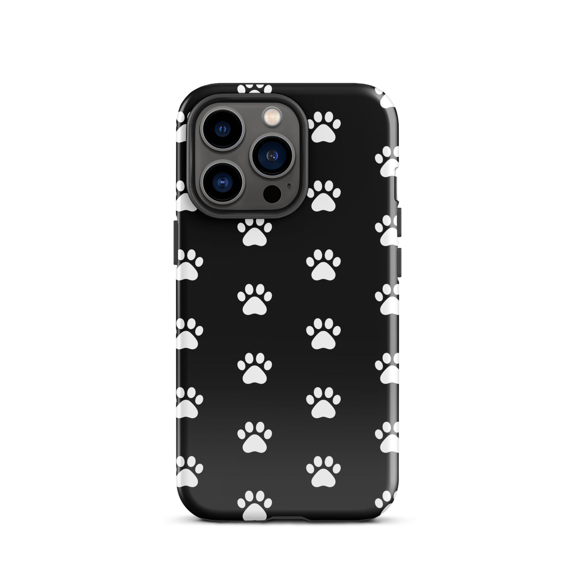 Phone Case for iPhone with black and white paw print design for pet lovers
