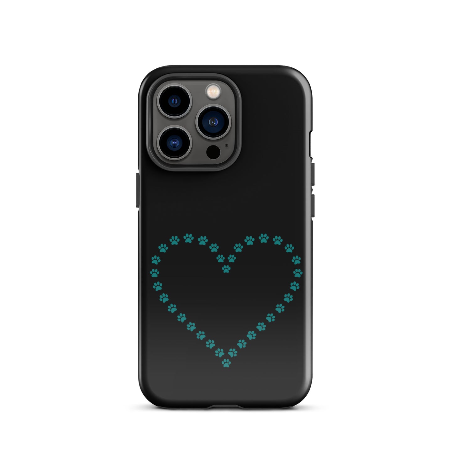Phone Case with cute paw print heart design for pet lovers, fits iPhone, showcasing animal-themed protection and style.