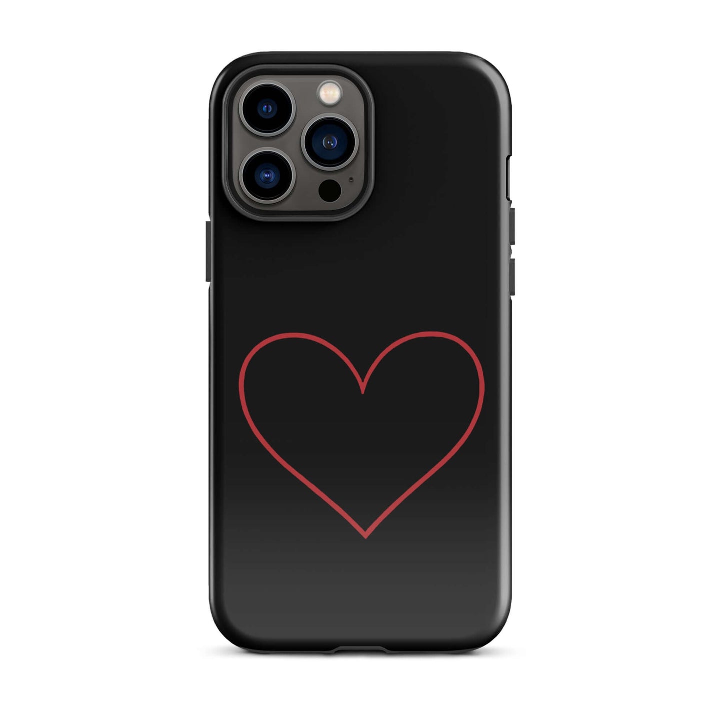 Phone Case for iPhone featuring a minimalist crimson heart design on a sleek black background.