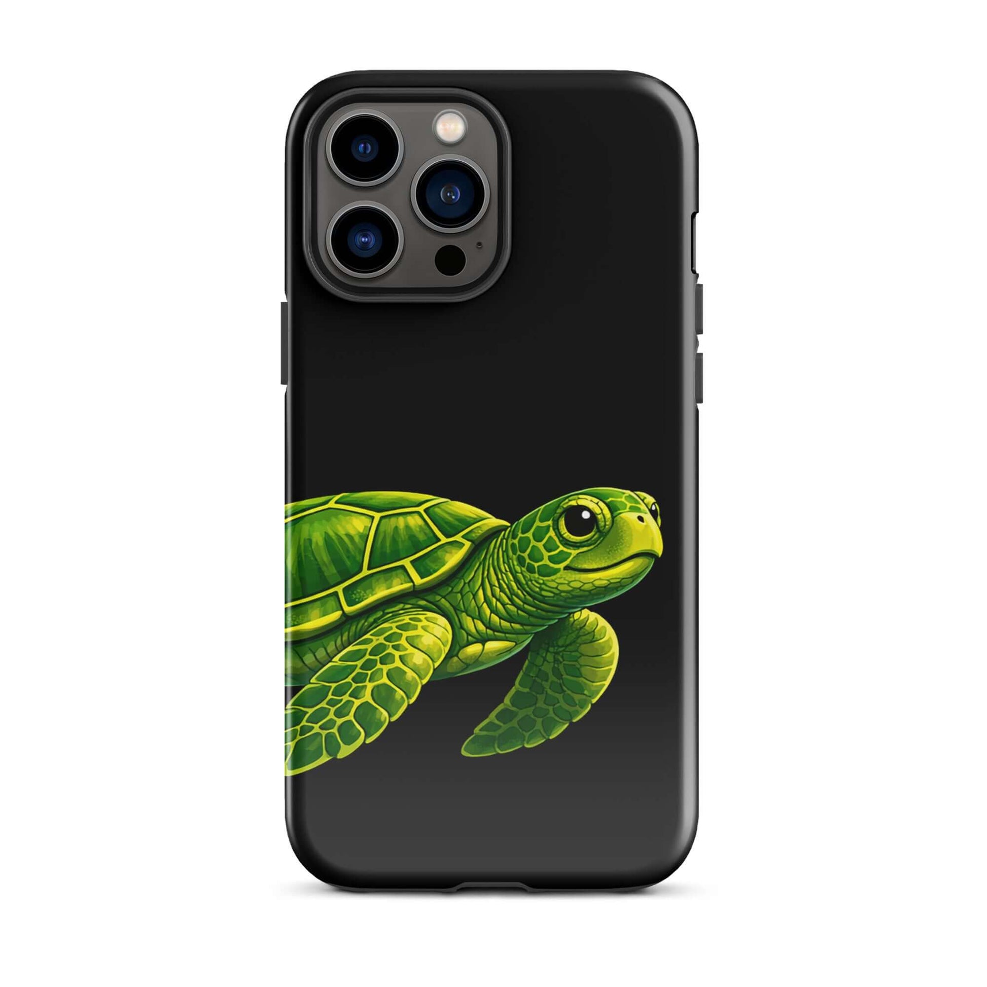Phone Case featuring a vibrant sea turtle design on a black background, perfect for style and protection.
