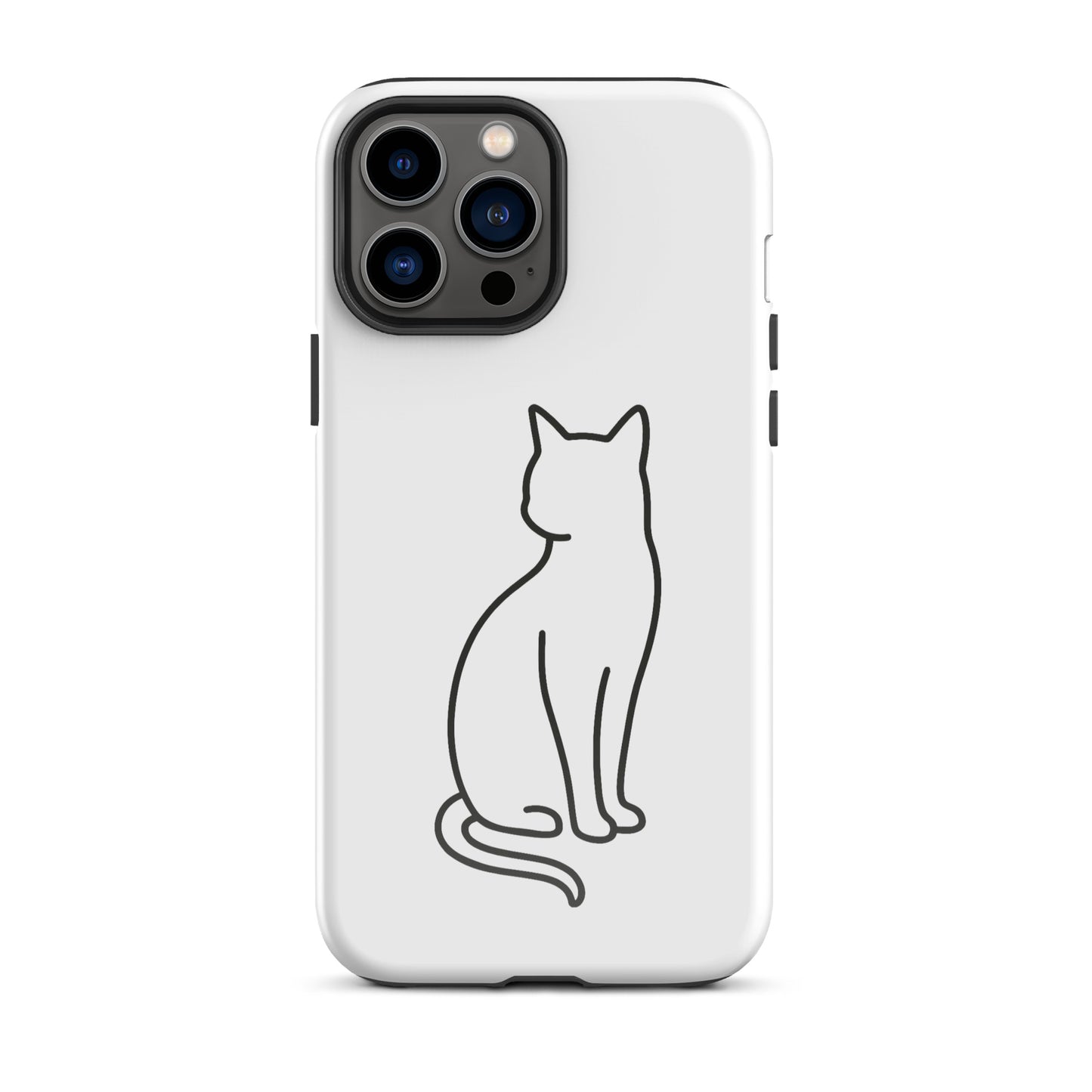 Phone Case with minimalist sitting cat design for iPhone, ideal for modern pet lovers, offers dual-layer protection.