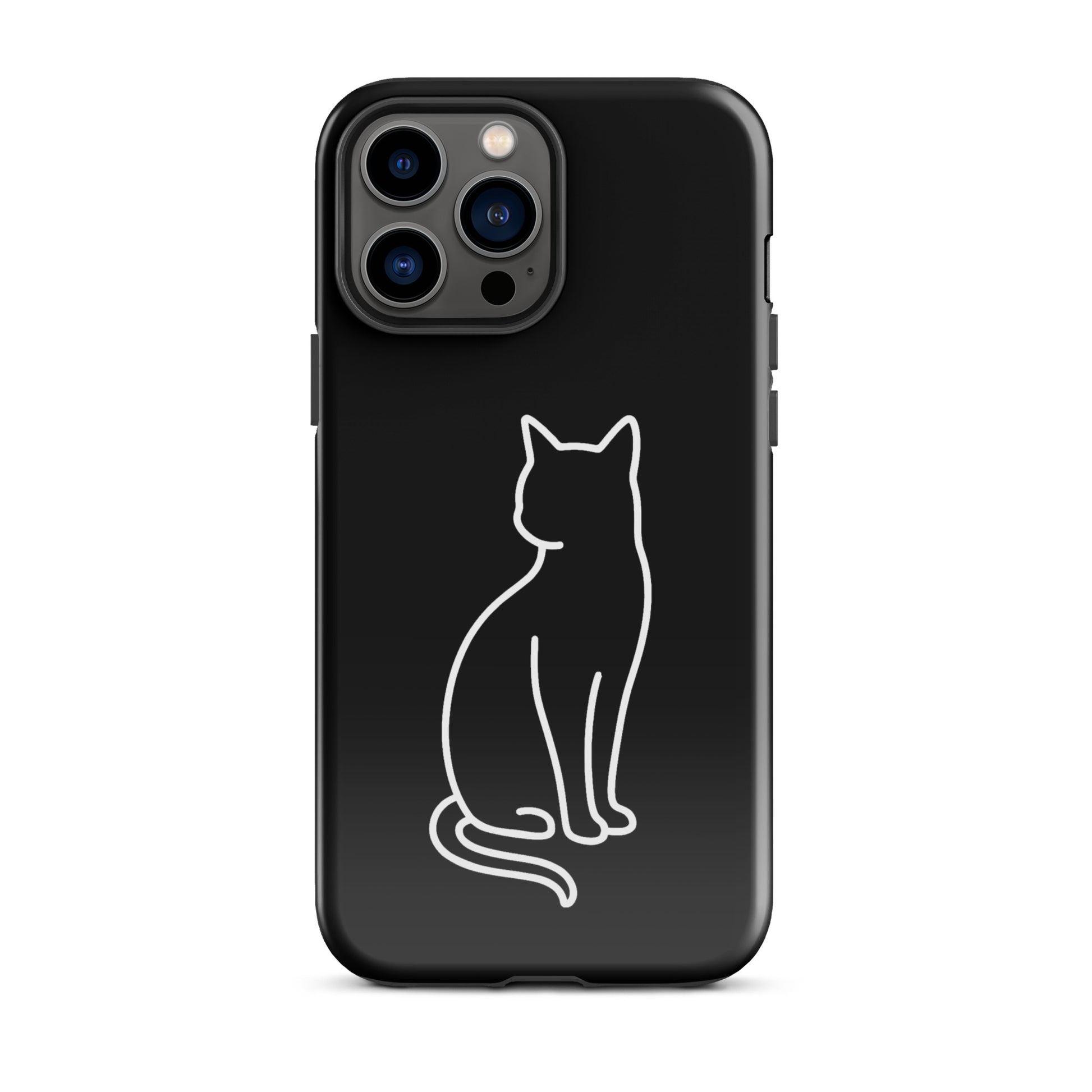 Phone Case with minimalist sitting cat design for iPhone, perfect for modern pet lovers; sleek and durable protection for your device.