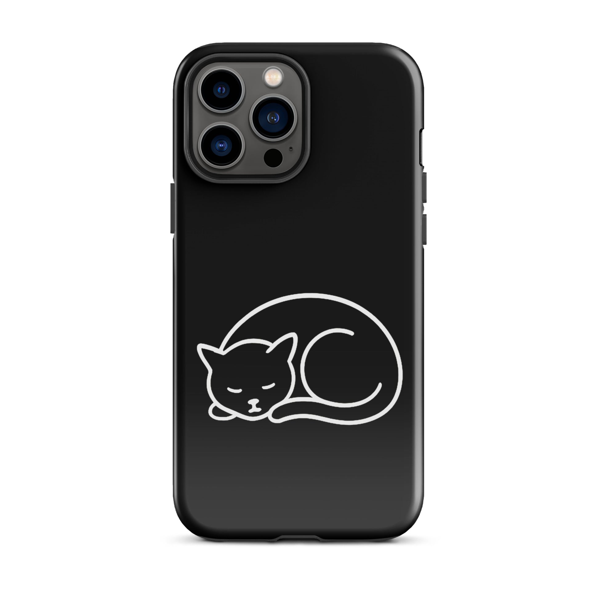 phone case for iPhone with minimalist curled-up cat design and dual-layer protection
