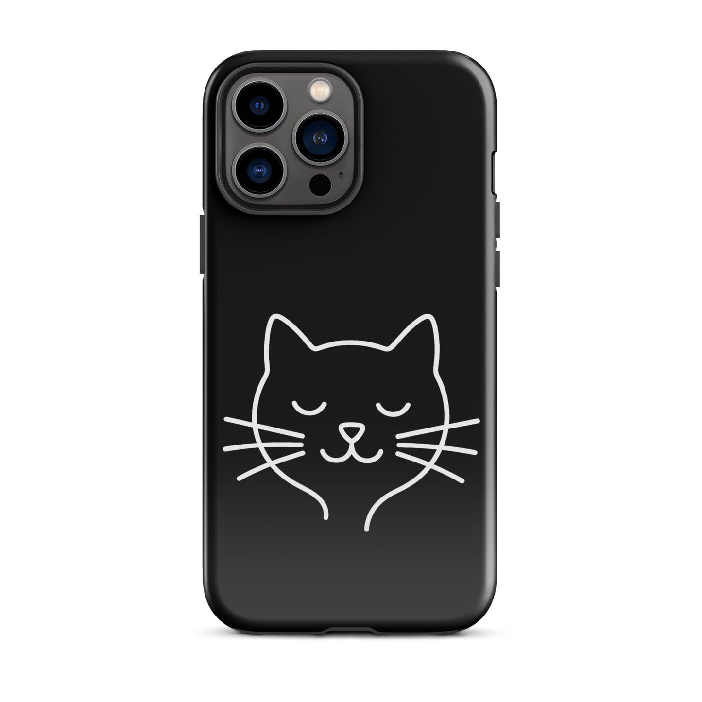 Phone Case for iPhone with minimalist line art cat design, featuring a simple cat face and whiskers. Perfect for cat lovers seeking style.