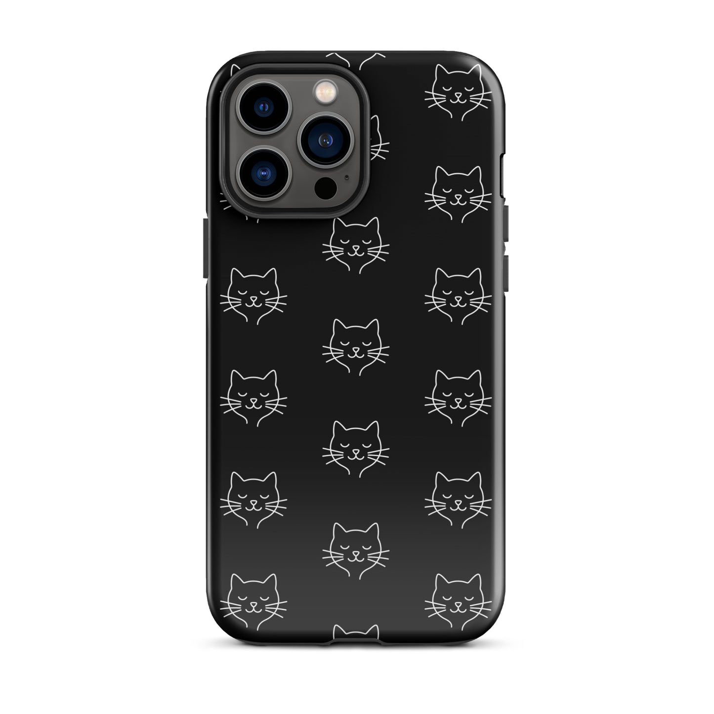 Phone Case with cute minimalist cat pattern design for iPhone, perfect for cat enthusiasts seeking stylish device protection.