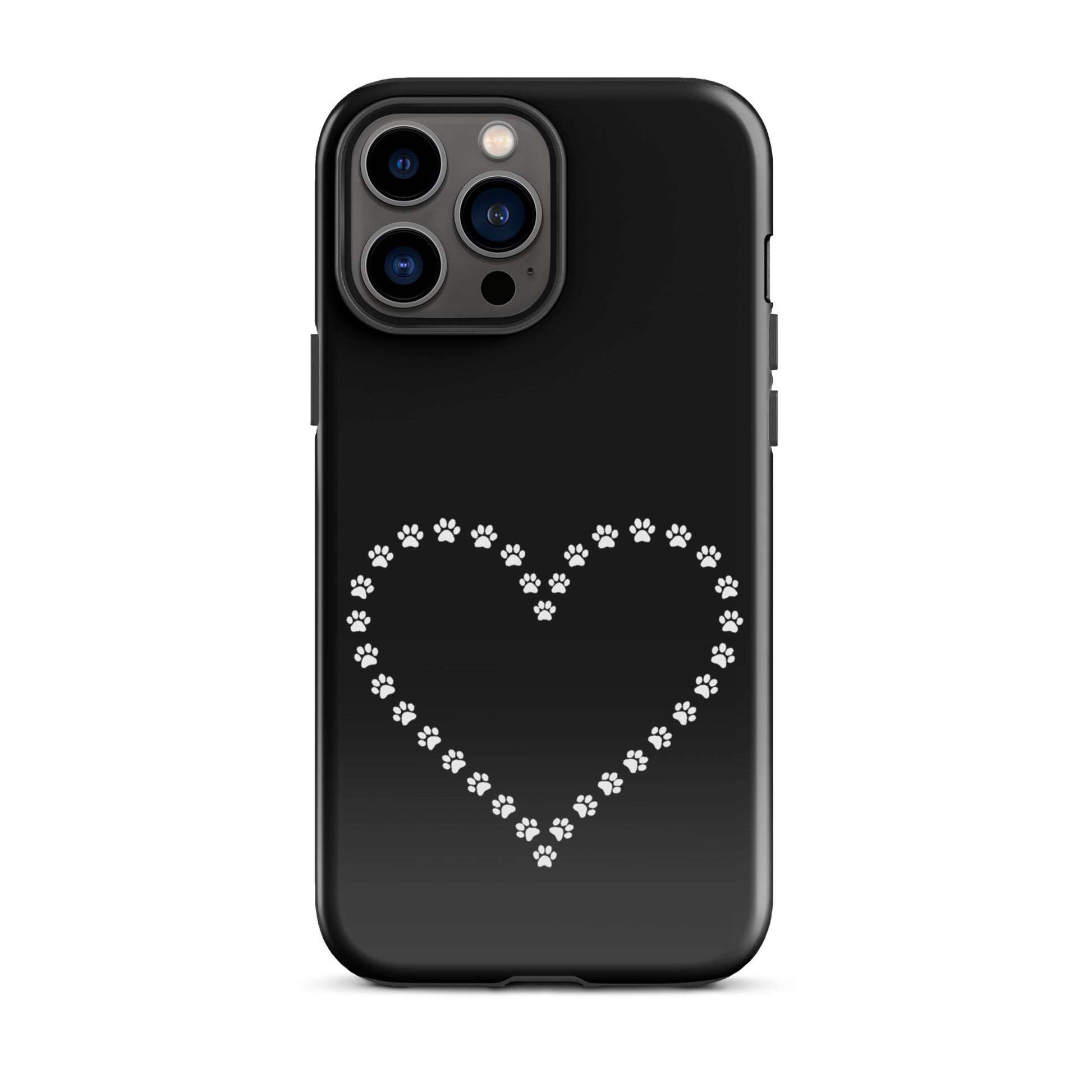 Phone Case featuring paw print heart design for pet lovers, cute and durable for iPhone protection.