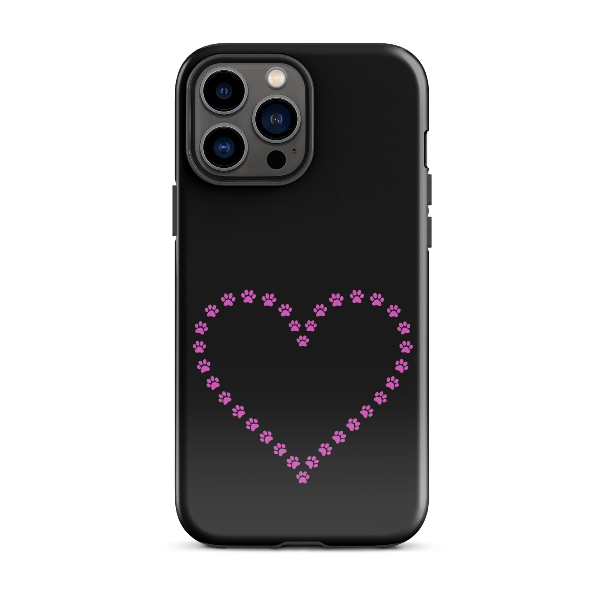 Phone Case with cute paw print heart design for pet lovers, suitable for iPhone. Features pink paw prints forming a heart.