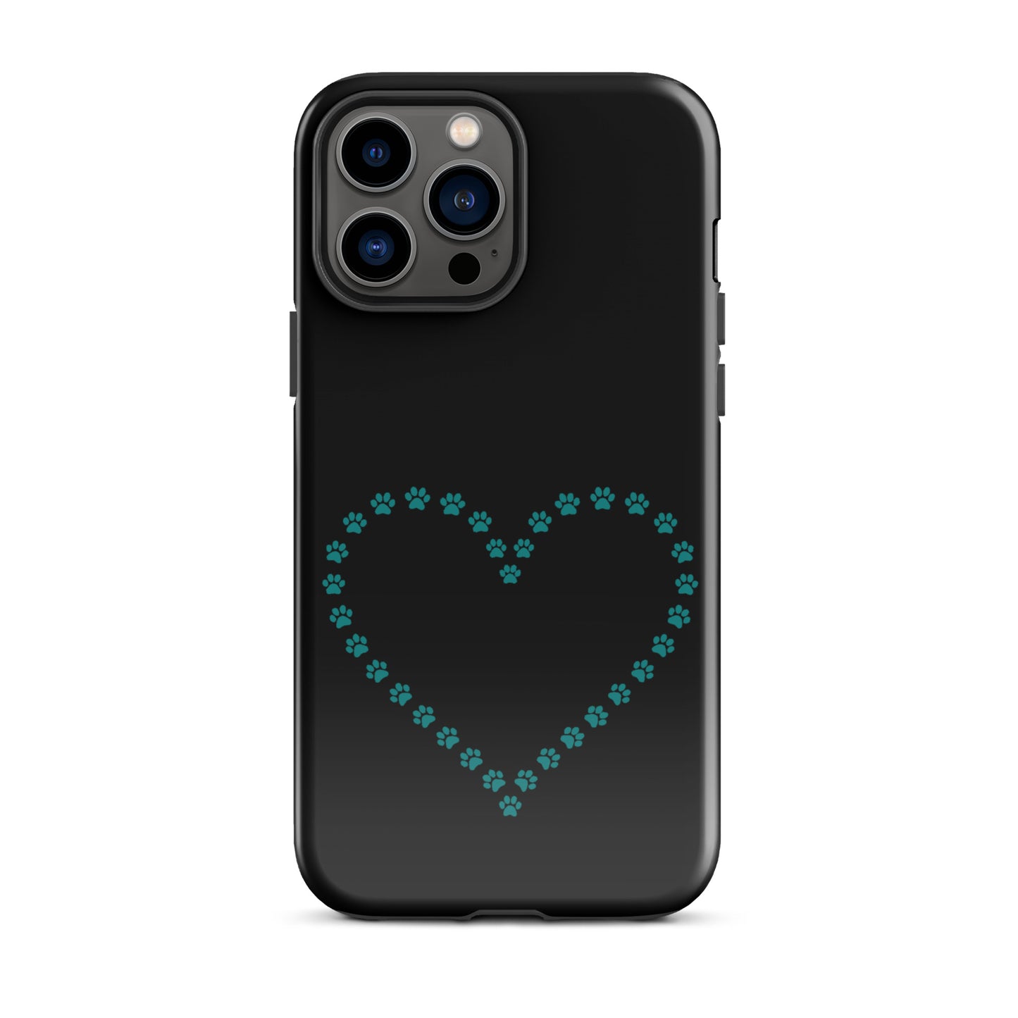 Phone Case for iPhone with cute paw print heart design for pet lovers, durable protection for cat and dog fans.