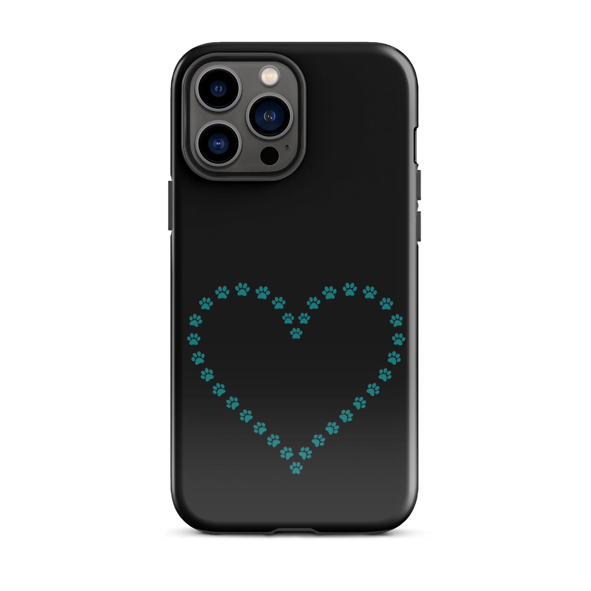 Phone Case for iPhone with cute paw print heart design for pet lovers, durable protection for cat and dog fans.