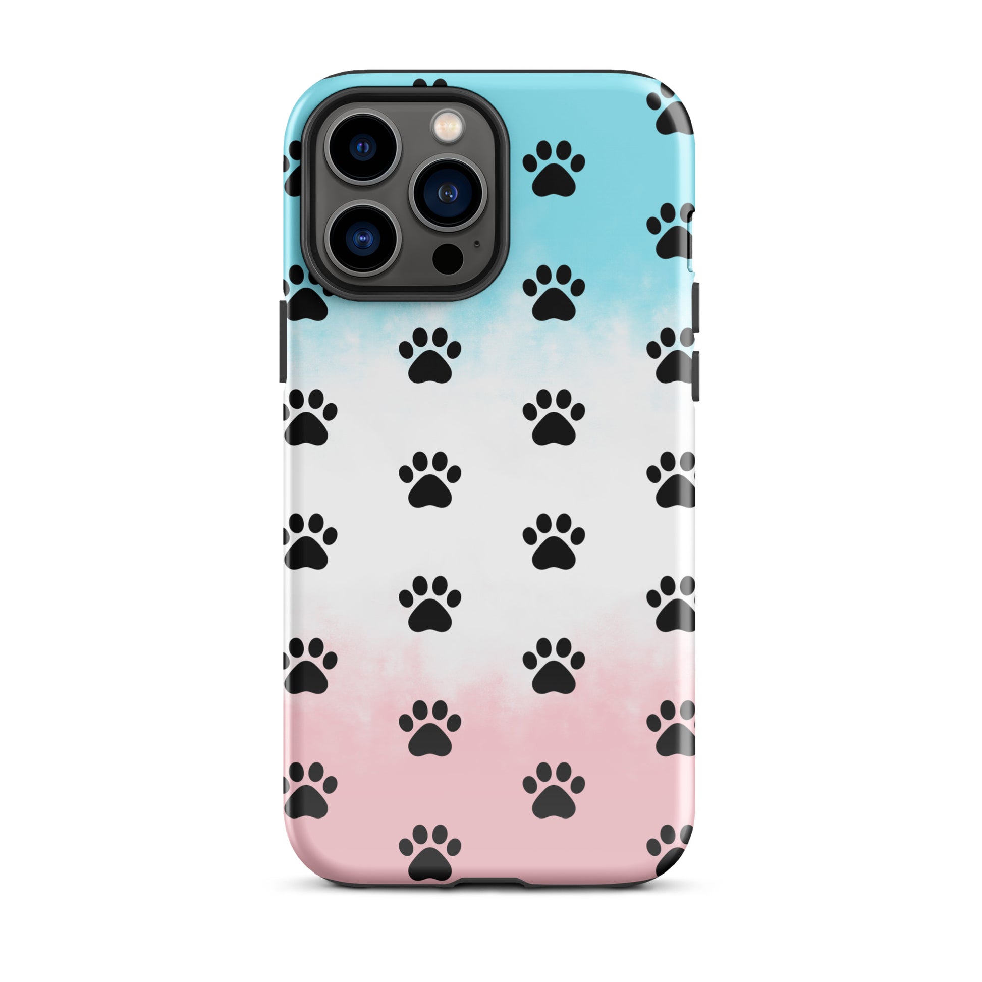 Phone Case for iPhone with paw print pattern and transparent gradient design, perfect for pet lovers who appreciate minimalist style.